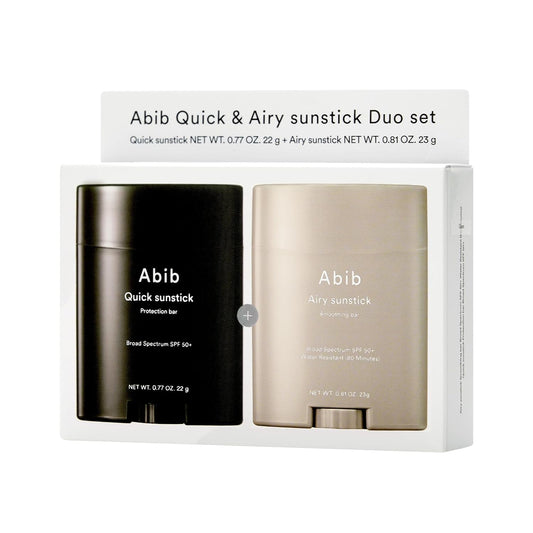 Abib Airy & Quick Sunstick DUO Broad Spectrum SPF50+ 1.58 oz / 45g (Semi-matte & Glowing) | Korean Suncreen Stick Suncare Sunblock, No Whitecast, Protector Solar Barra, Water resistant