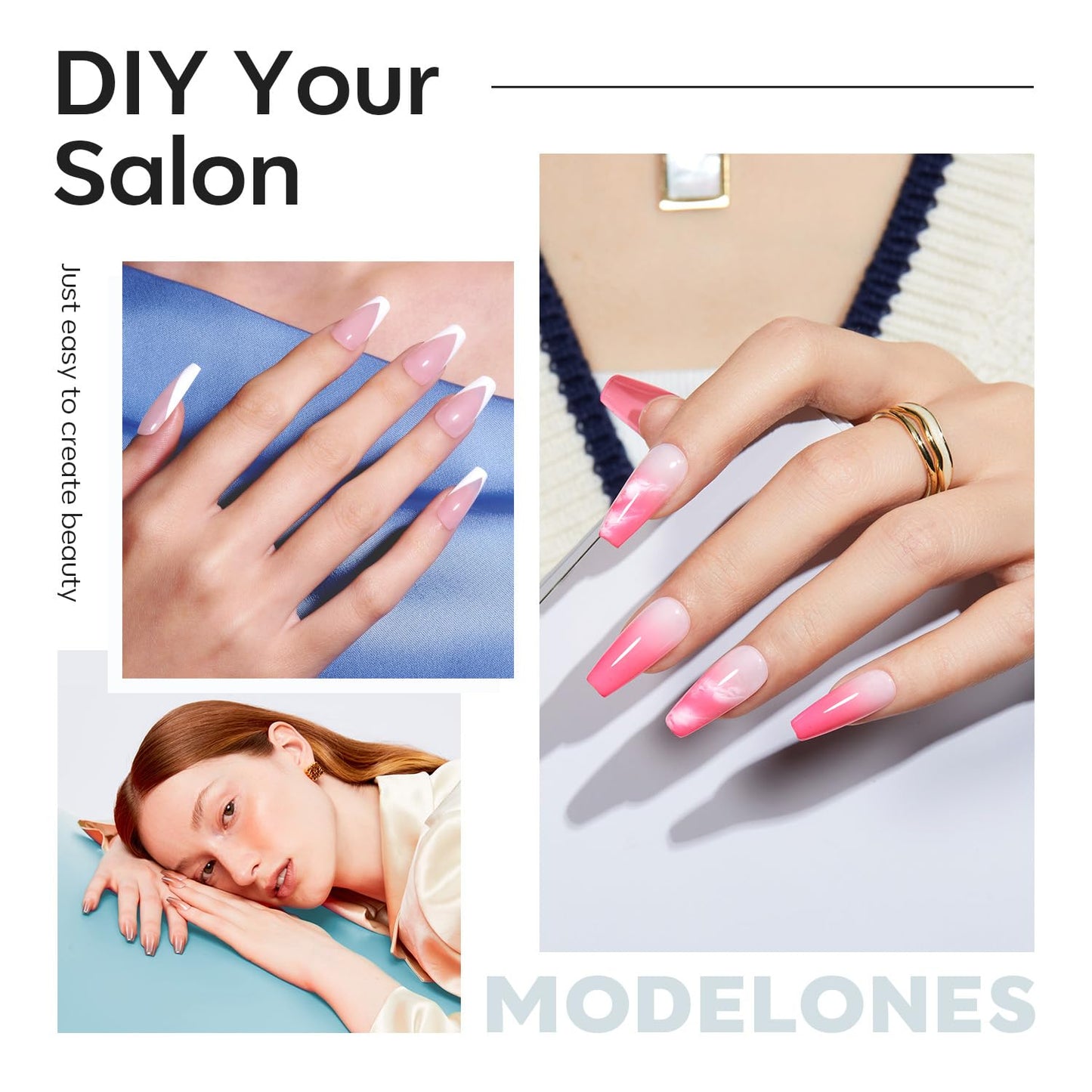 Modelones Medium Coffin Fake Nail Tips - 510Pcs Gel Tips Pre-shaped Half Matte Full Cover Clear Acrylic Gel Kit False Press on Nails for Extension DIY Salon 15Sizes