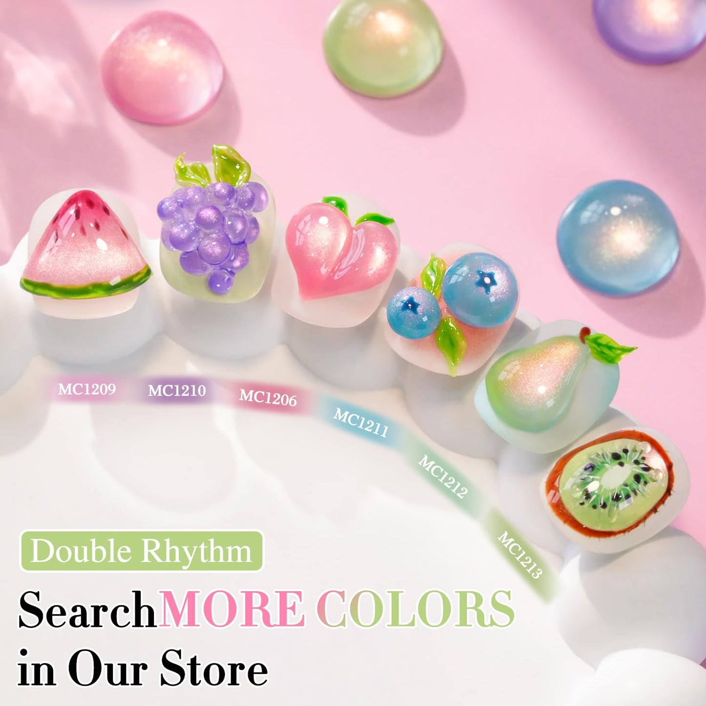 Double Rhythm 0.5 OZ Cat Eye Gel Polish with Magnet 15ML Holographic Glitter Shimmer Translucent Jelly Color Magnetic Nail Polish Salon DIY at Home (Green-MC1213)