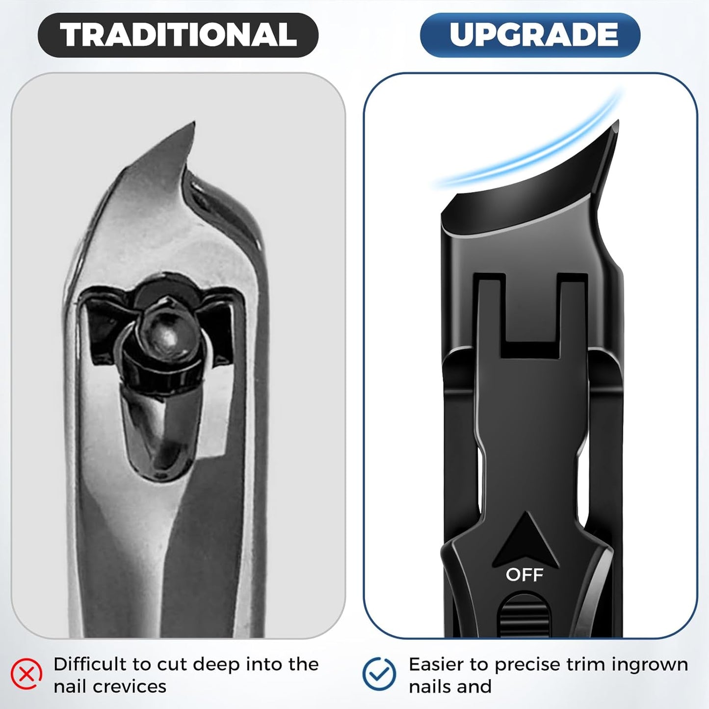 Toenail Clippers for Thick Toenails, Wide Jaw Opening Nail Clippers for Men, Heavy Duty Ingrown Toenail Clippers Nail Cutters, Long Handle Ultra Sharp Slanted Toe Nail Clippers