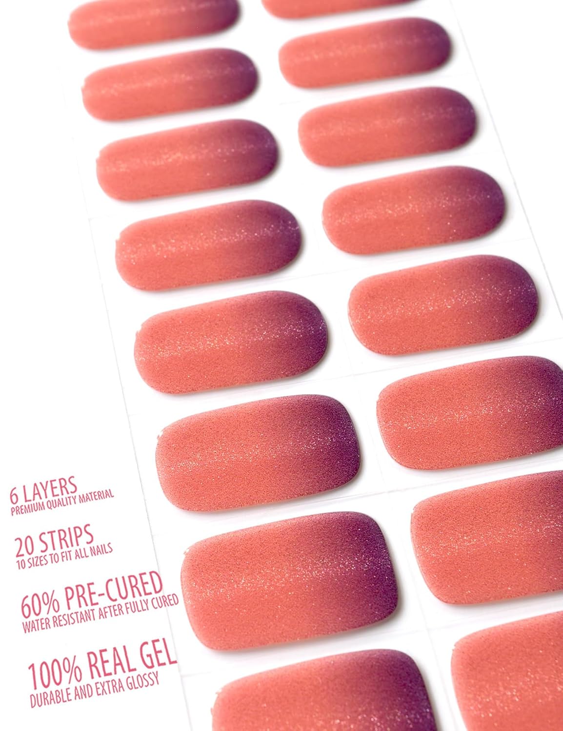 Semi Cured Gel Nail Strips, 20 pcs Nail Wraps, Glaze Stickers, Salon Quality French Manicure, Full Decal Gel Polish Strips, Long Lasting SCG, Easy on, UV Required (Plum Paloma)