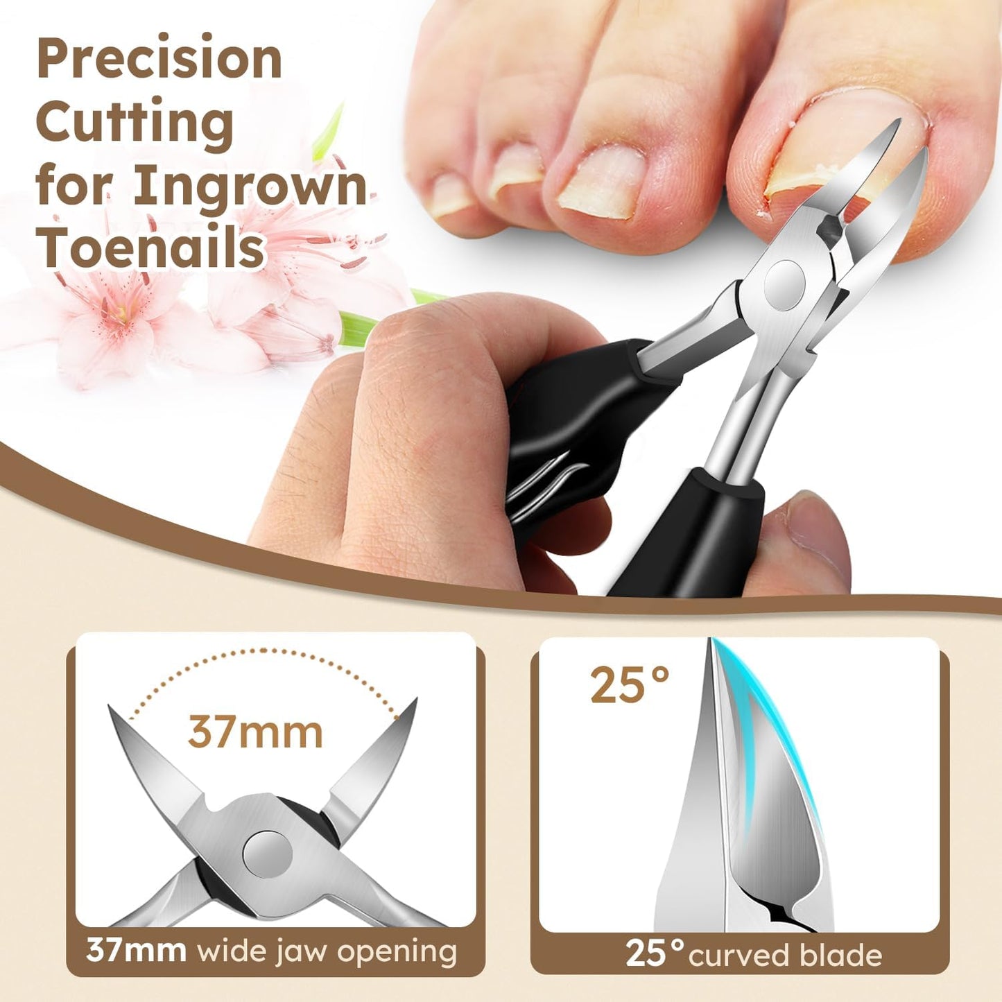 2025 Toenail Clippers for Thick Nails for Seniors, Nail Clippers for Men Angled Head, Toe Nail Clippers Slanted, Wide Jaw Opening with Catcher, Heavy Duty Ingrown Toenail Clippers Long Handle