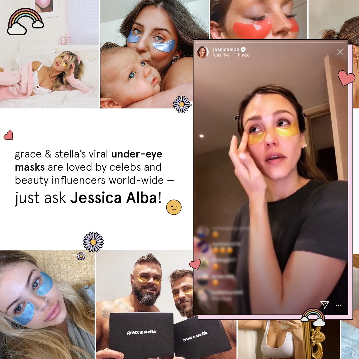 grace & stella Award Winning Under Eye Mask - Reduce Dark Circles, Puffy Eyes, Undereye Bags, Wrinkles - Gel Under Eye Patches - Gifts for Mom - Vegan Cruelty-Free Self Care (Pink, 6 Pairs)