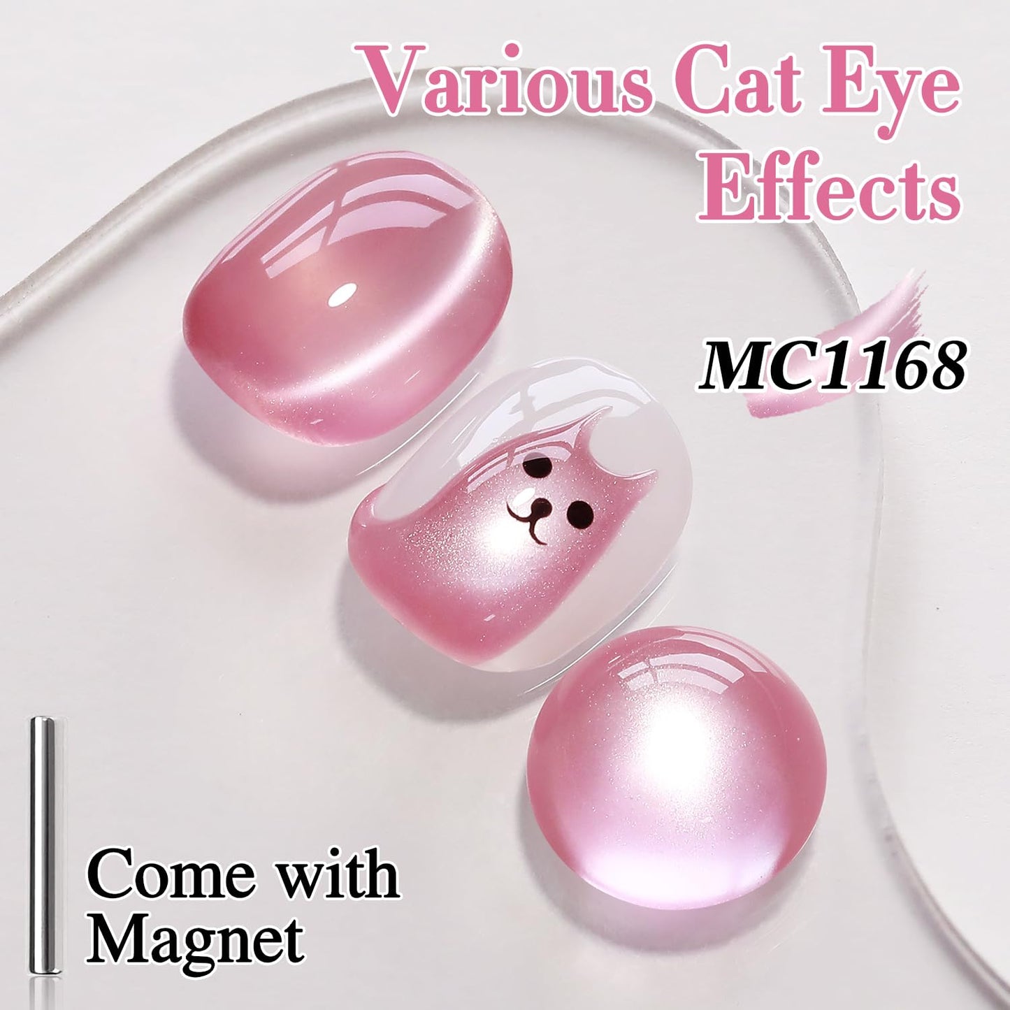 Double Rhythm 0.5 Oz Cat Eye Gel Polish with Magnet Same Color Same Bottle Holographic Glitter Shimmer Translucent Color Salon 15 ML Magnetic Nail Art (Lilac Pink-MC1168)