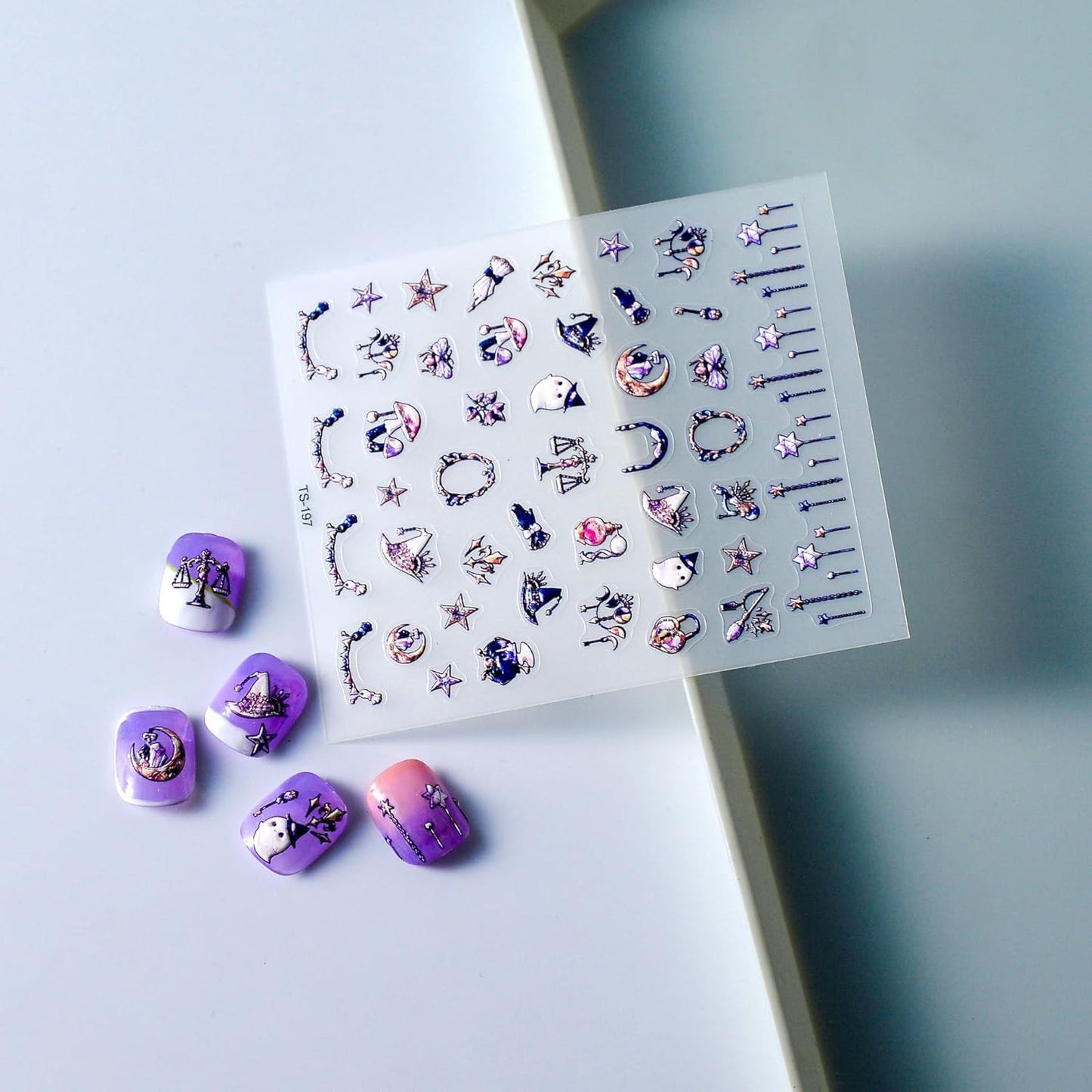 Halloween Nail Art Stickers 5D Embossed Ghost Nail Stickers, Self-Adhesive Durable Nail Art Decals for Women Girls, Nail Wraps Decoration Manicure for DIY Acrylic Nail Accessories