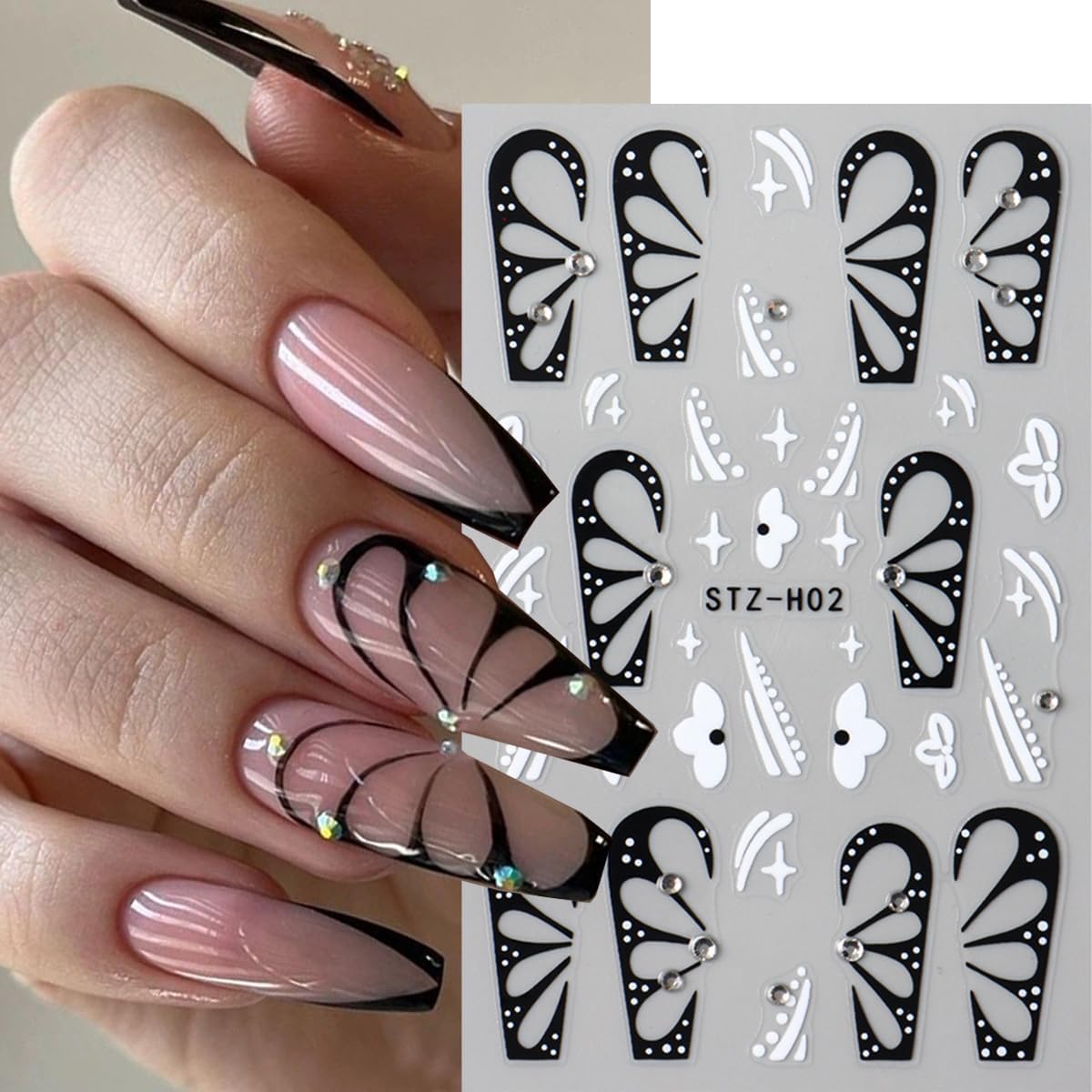 Halloween Nail Stickers Black Nail Decals Spider Web Nail Art Stickers Spider Flower Butterfly with Design Scared Nail Sticker for Nail Art Decor Holiday Manicure Supplies for Women 3Sheets