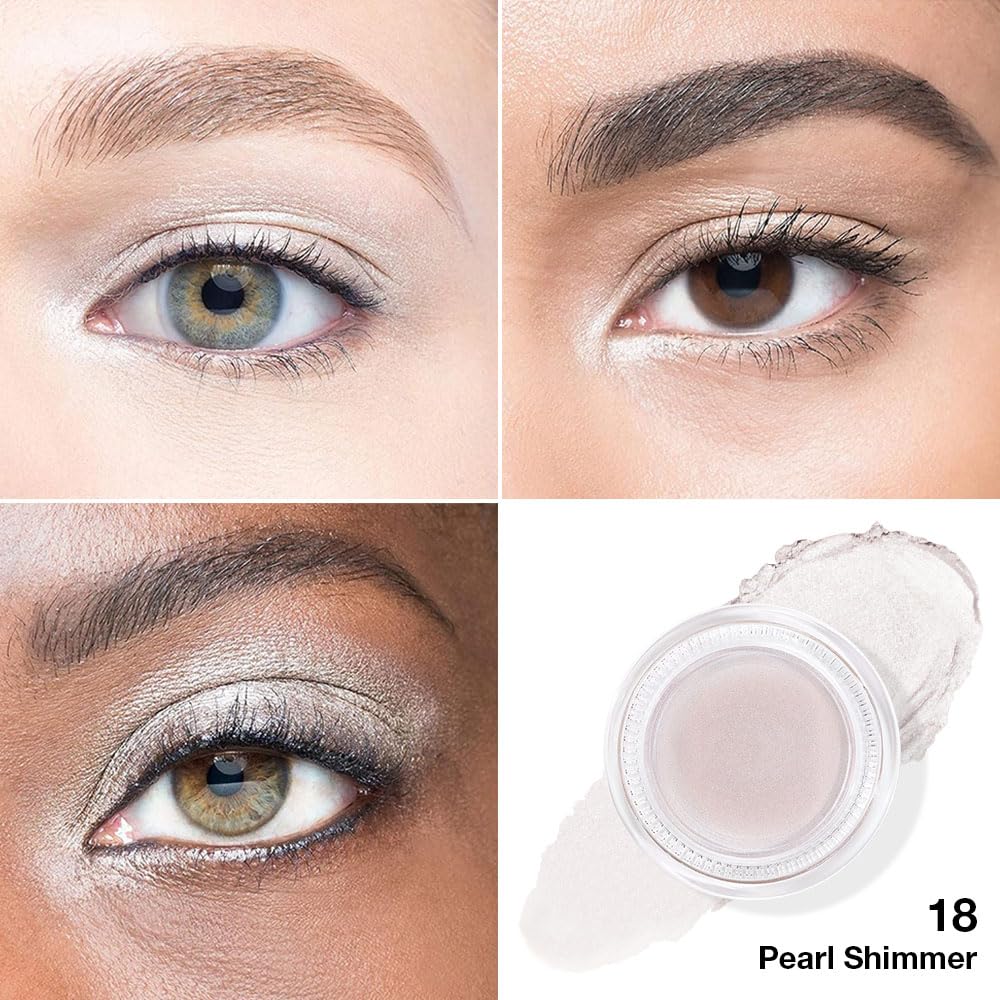 Kaely Single Cream Eyeshadow Pot, Pearl Beige Shimmer Eye Shadow for Older Women High Pigmented Waterproof, Natural Eyeshadow Palette Makeup Brightener, sombras en crema para ojos, Blendable, 18