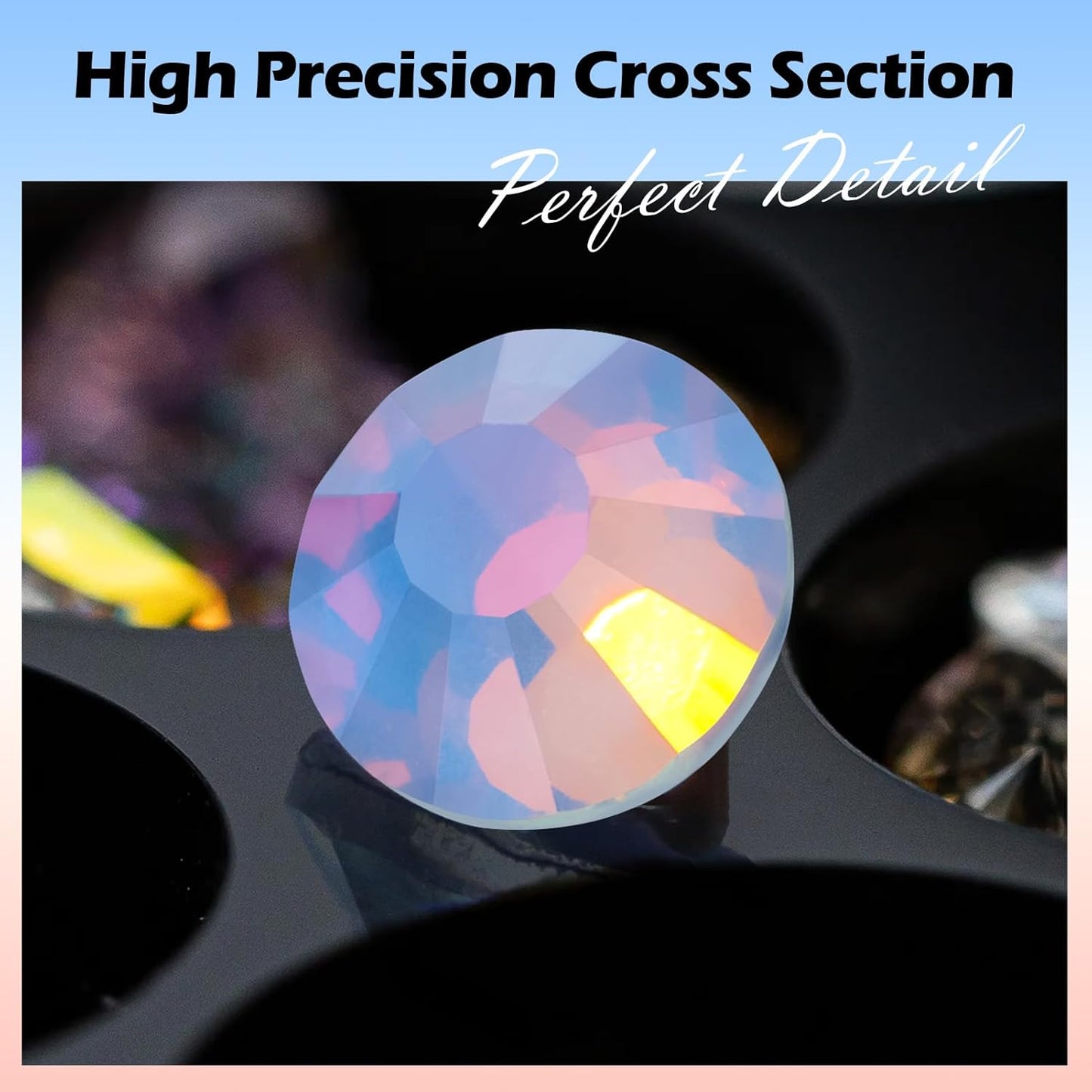 F Light Blue Flatback Rhinestones, Glass Rhinestones for Nail Art and Craft, Glue Fix, Loose Crystal Gemstones(F Light Blue, SS10, 1440pcs, 2.7-2.8mm)