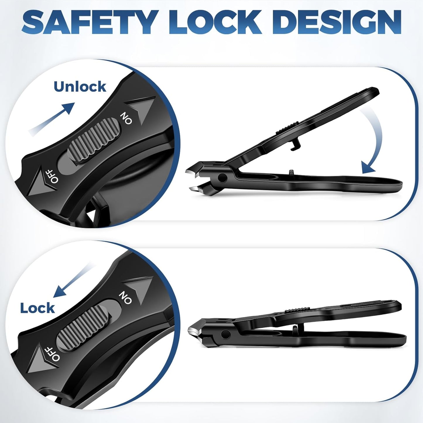 Toenail Clippers for Thick Toenails, Wide Jaw Opening Nail Clippers for Men, Heavy Duty Ingrown Toenail Clippers Nail Cutters, Long Handle Ultra Sharp Slanted Toe Nail Clippers