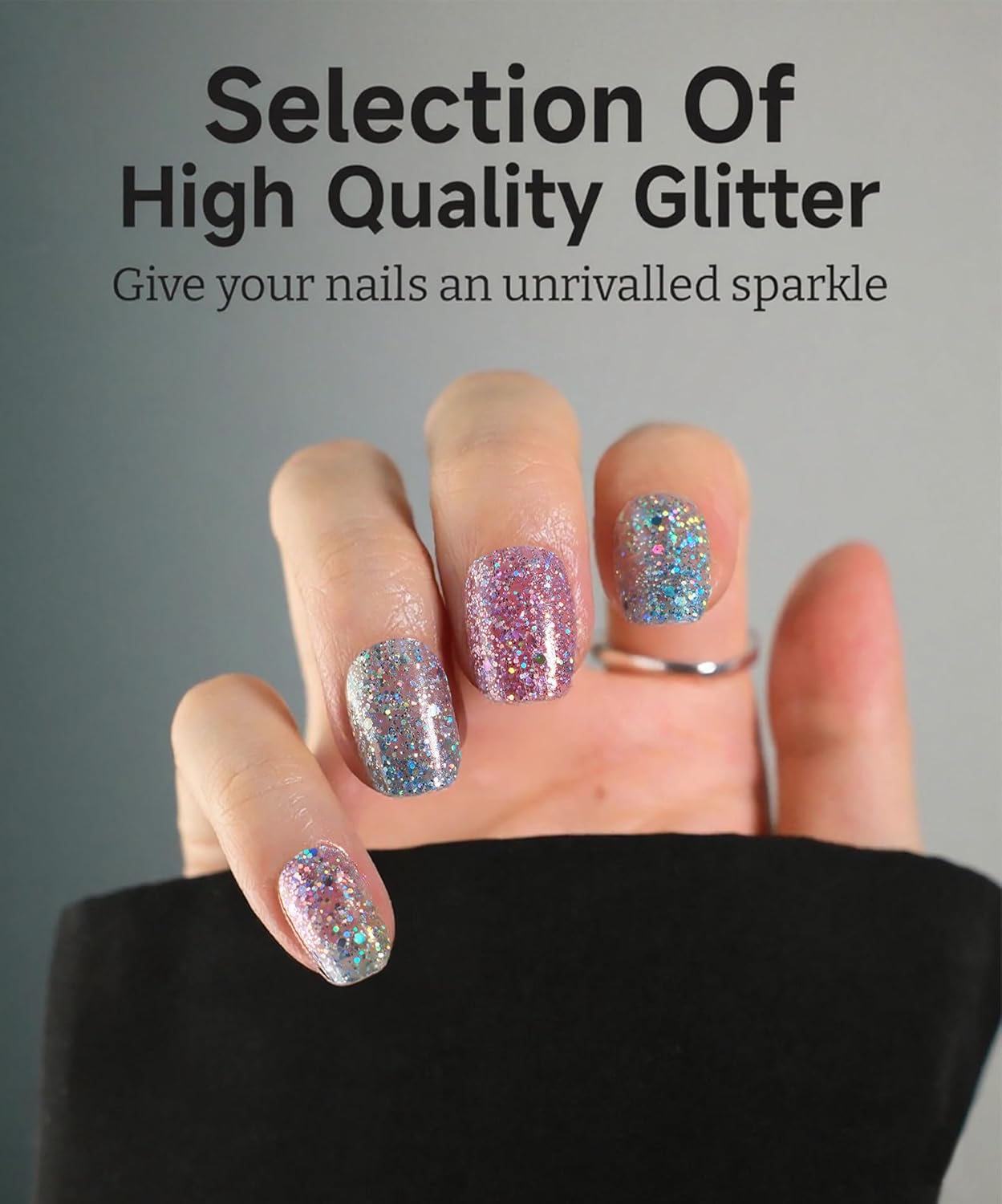 Glitter Nail Polish Strips, 32 Pcs Salon Quality Gel Nail Stickers, Long Lasting Wraps Easy to Use & Remove (Dreams Glimmer)