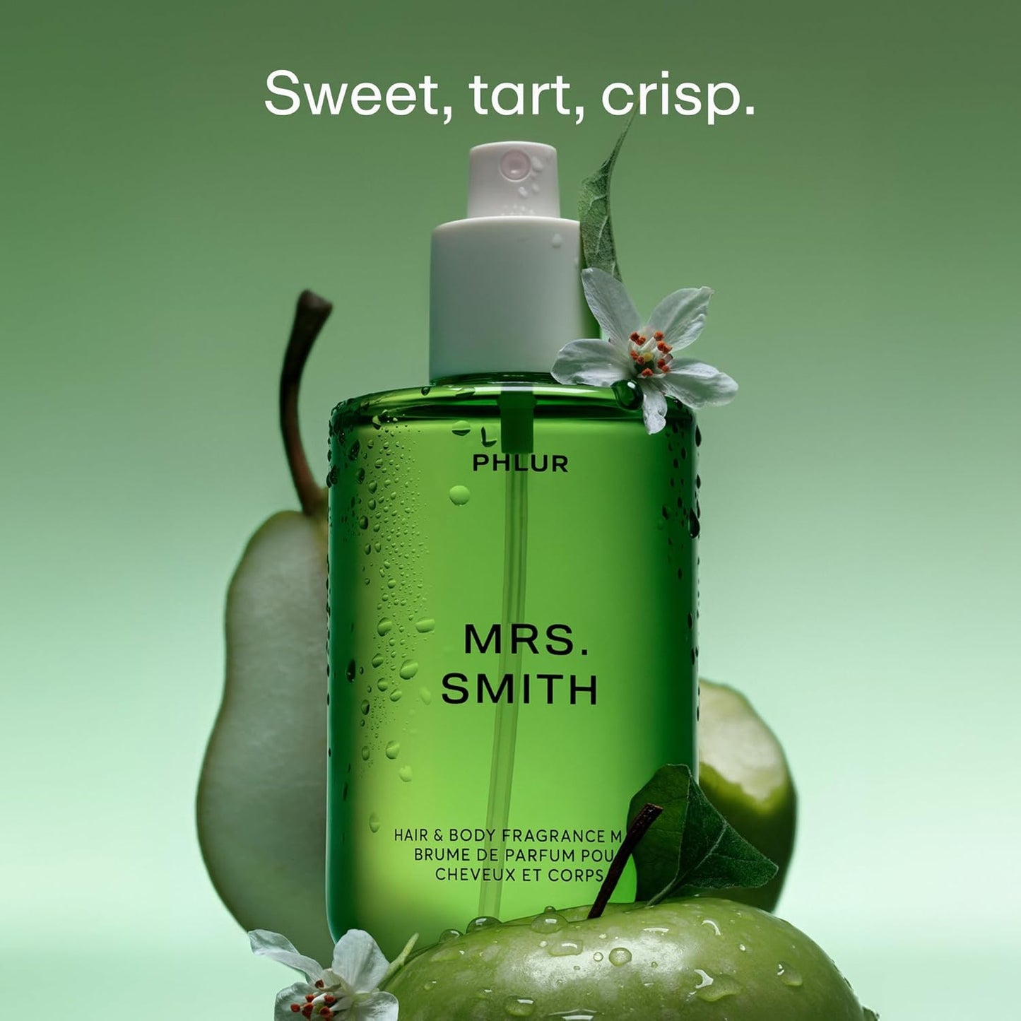 PHLUR Mrs. Smith Body Mist - Hair & Body Fragrance Mist - Apple Body Spray with Granny Smith & Pink Lady Apples, Watermelon, Apple Blossom, Pear & Musk Nectar (8 fl oz)