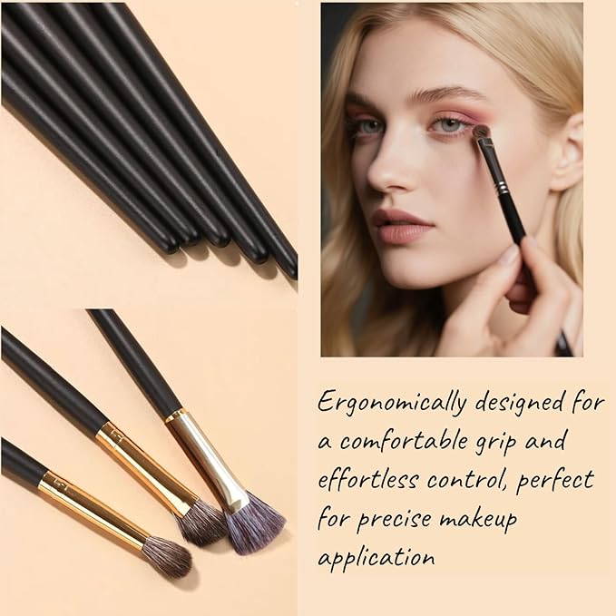 Eyeshadow Makeup Brushes Set with Case 8 PCS Soft Synthetic Hairs Eye Makeup Brushes for Blending Eyebrow Eyeliner Eyeshadow （Black）