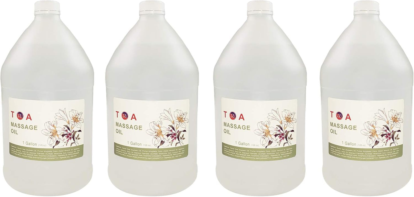 TOA Mineral Oil Body Spa Massage for Therapists Unscented Gallon Bottle (4 Gallons)