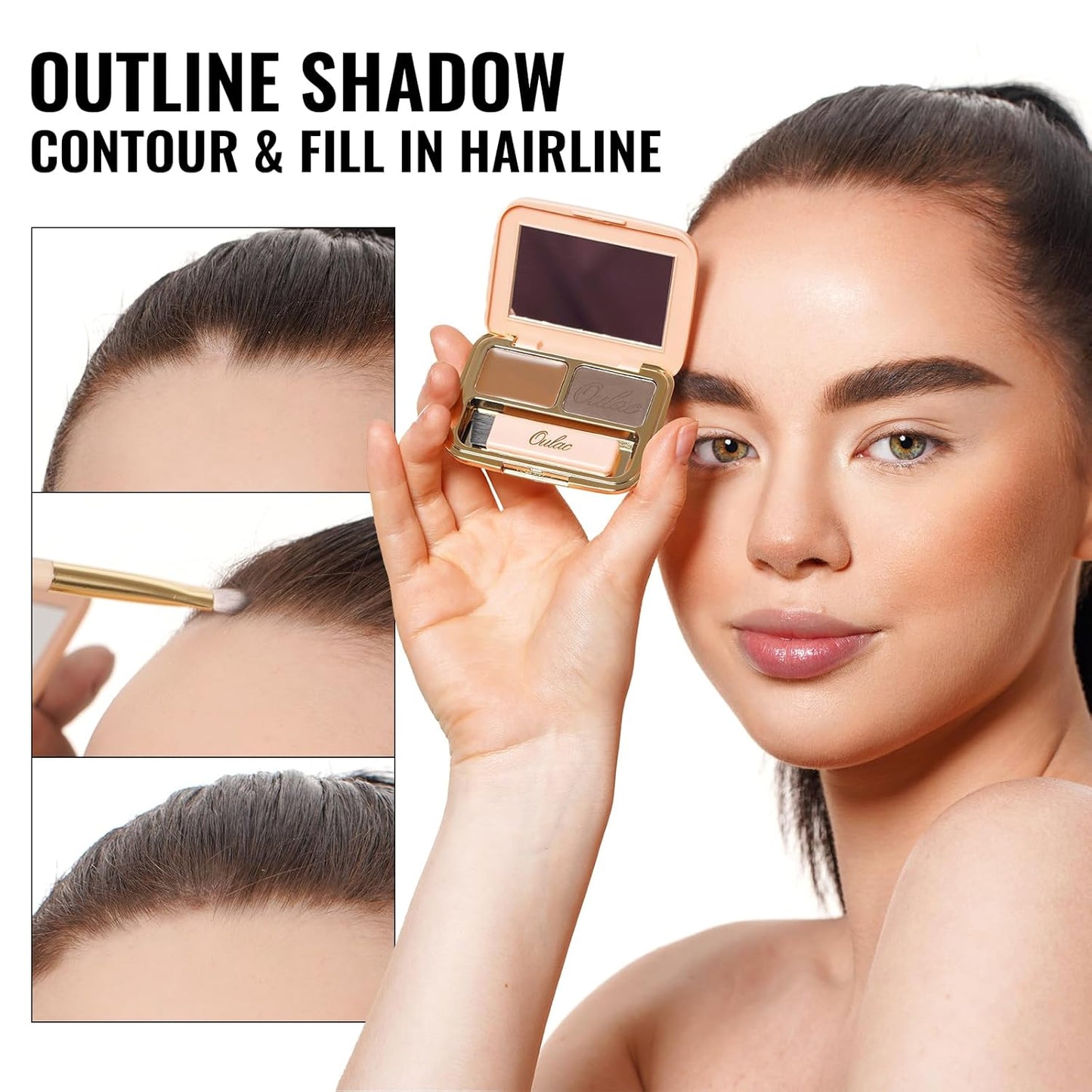 Oulac Waterproof Eyebrow Powder Kit with Brow Brush 2 in1 Long Lasting Instant Eyebrow Pomade & Powder Natural Makeup for Sparse Brows 3.2 g/0.11 oz, (Taupe）
