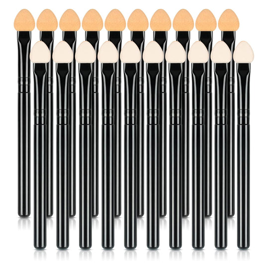 Foam Eyeshadow Applicators Double Sided Sponge Tip Reusable，20Pcs Professional Organic Long Handle Washable Makeup Eye Shadow Brush Set