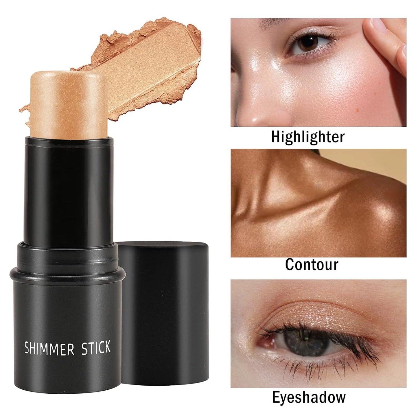 Boobeen Highlighter Makeup Stick Highlighter Bronzer Stick Glow Face Illuminator Highlight Contouring Sticks Waterproof Long-lasting