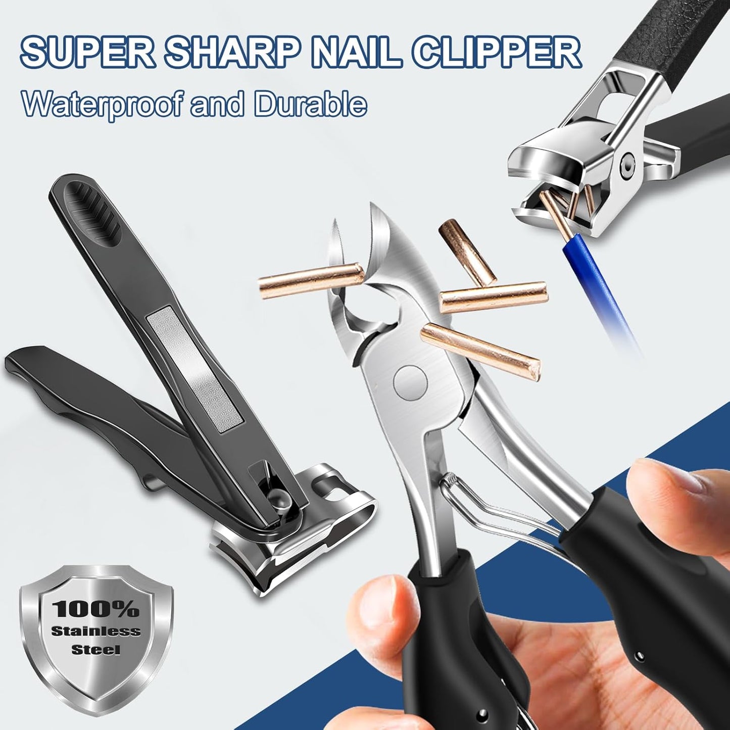 Toenail Clippers for Seniors Thick Toenails, Heavy Duty Large Toe Nail Clippers for Men with Catcher, 360°Rotating Nail Clippers for Seniors, Ingrown Nail Cutter Long Handle with Sharp Curved Blade
