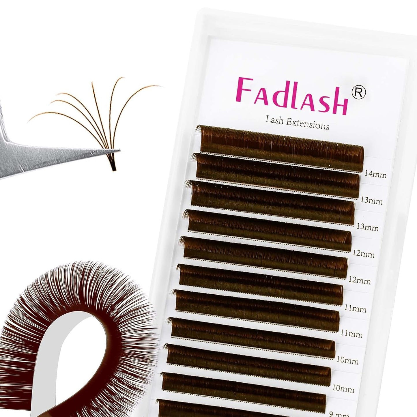FADLASH Colored Lash Extensions Dark Brown Easy Fan Eyelash Extensions Volume Lashes C/D Curl Lash Extension 0.07 Self Fanning Eyelash Extension (Dark Brown-0.07C, 15-20mm)