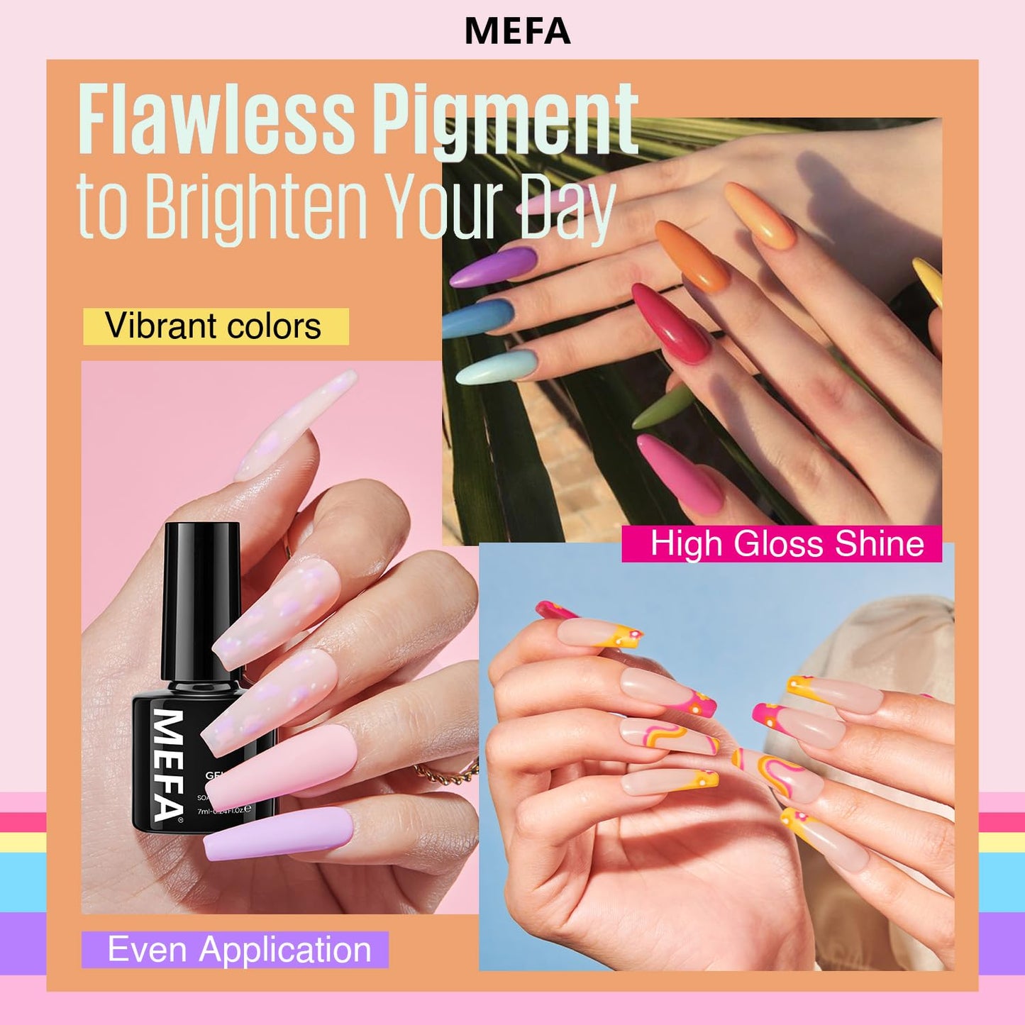 MEFA 35 Pcs Gel Nail Polish Set, 32 Colors Spring Collection Gel Nail Polish Pink Green Nail Art Manicure DIY Home Gifts for Women Girls Beginners