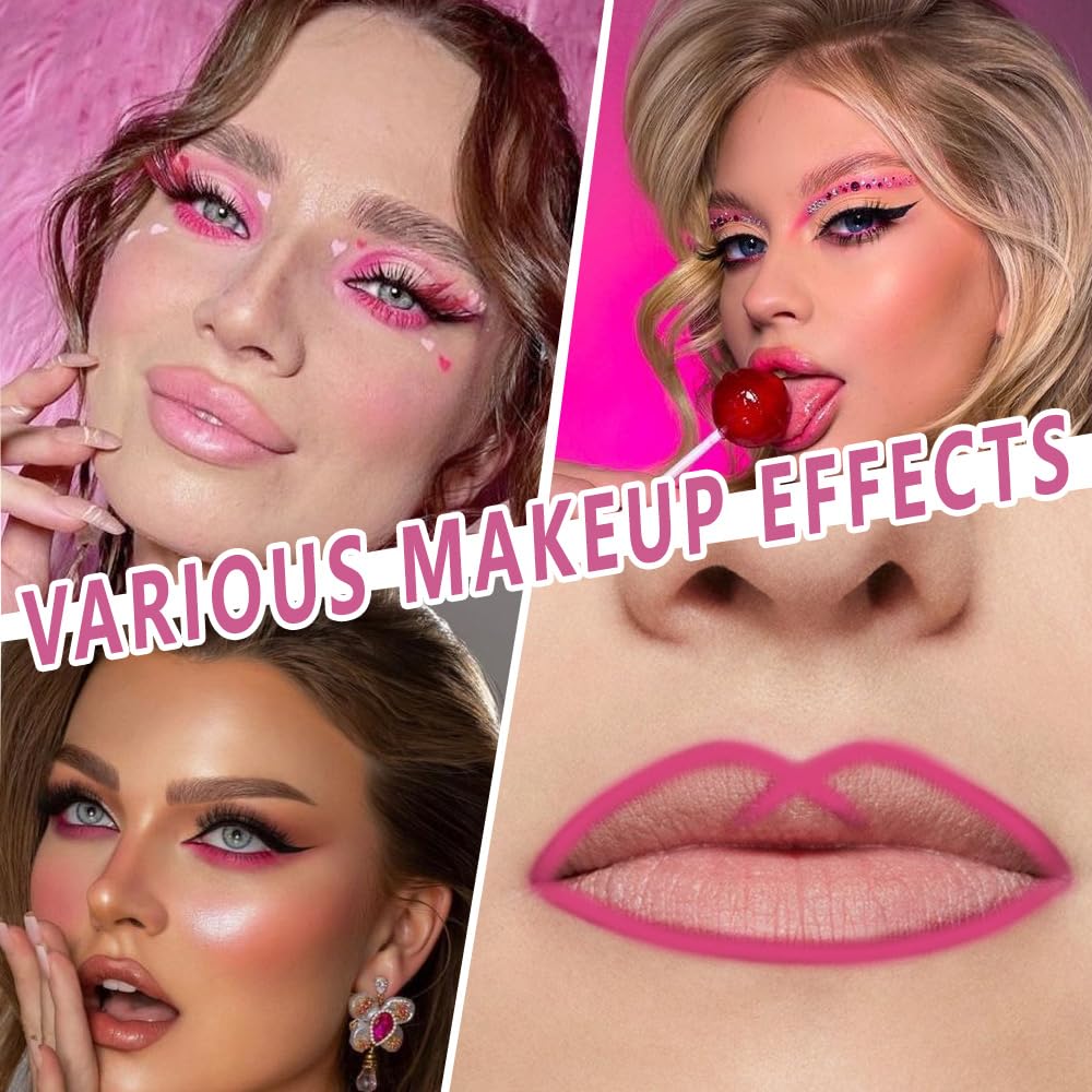 evpct Pink Eyeliner Pencils for Eyes, Pink Nude Under Colored Eye Liner Pencil Makeup Waterproof Smudge Proof, Colored Gel Waterline Eyeliner Liquid, Face Eye Paint Stick Lipstick Halloween Makeup 02
