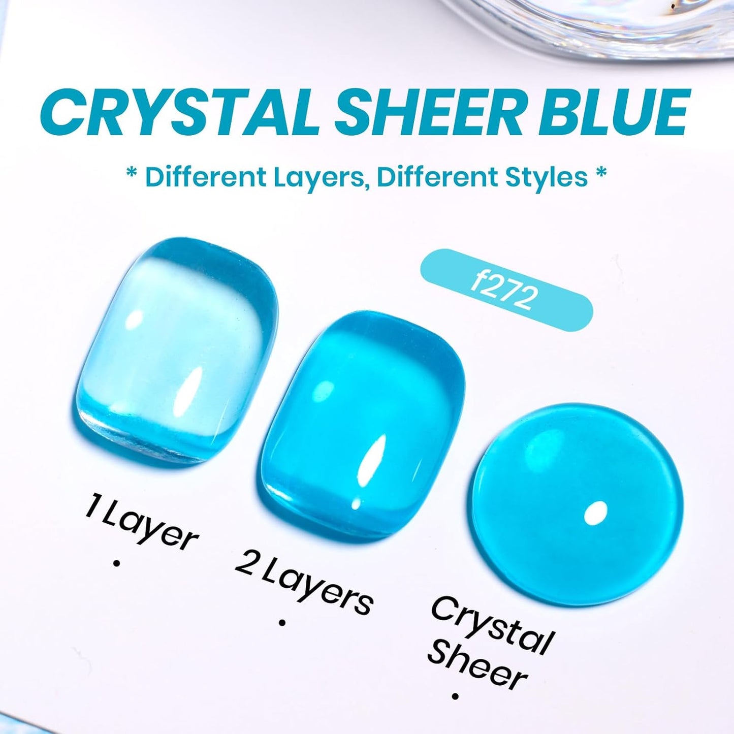 Beetles Blue Gel Nail Polish, 15ML Summer Jelly Gel Polish Sheer Translucent Effect Neutral Gel Soak Off UV Mystic Blue Lagoon Series French Nail Art Manicure Salon Gift for Women