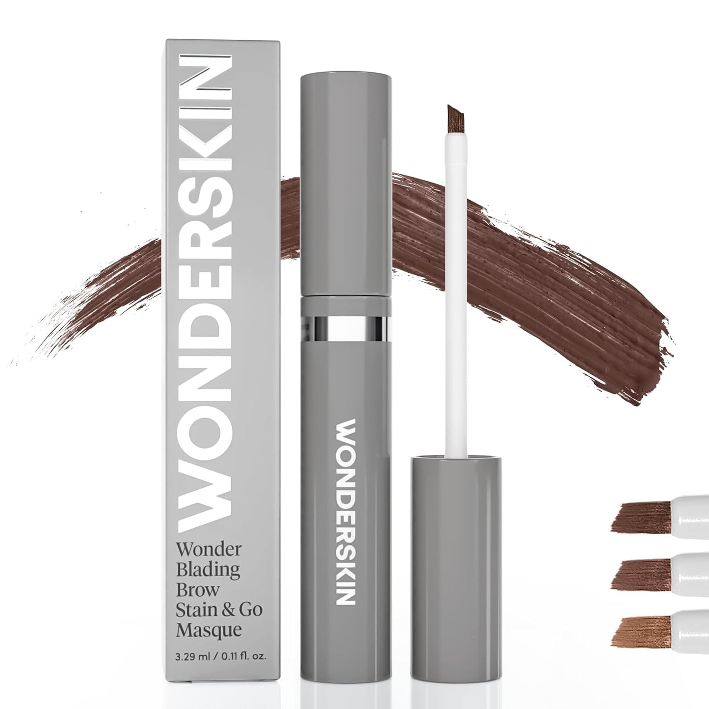 Wonderskin Wonder Blading Brow Stain & Go Masque - Long Lasting Eye Brow Tint, Transfer Proof and Smudge Proof Eyebrow Tint Stain (Dark Brunette)