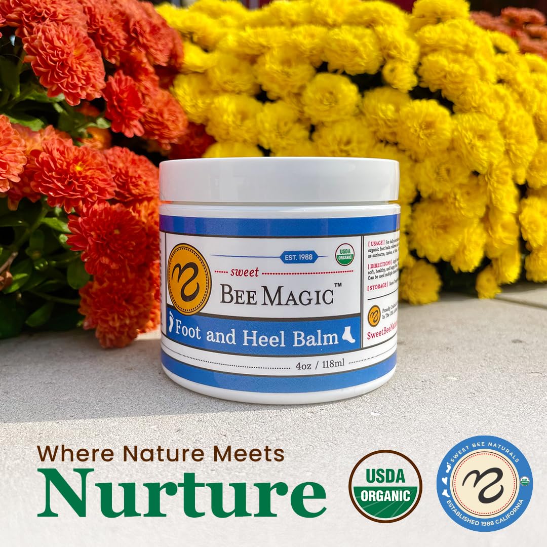 Sweet Bee Naturals All-Natural Organic Foot and Heel Balm – Deep Moisturizing for Dry, Cracked Feet, Heel Care & Callus Softening – Smooth & Nourish Rough Skin – Made with Care – 3 Jars (12 OZ)