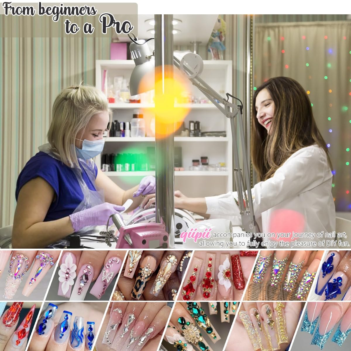 24 Styles Aquamarine Nail Rhinestones Lake Blue Stones Diamonds K9 Glass Flatback Water Blue Crystals Gems Jewels Nail Art Charms Supplies for Nails Face Eyes Makeup DIY Crafts Tumblers Clothes