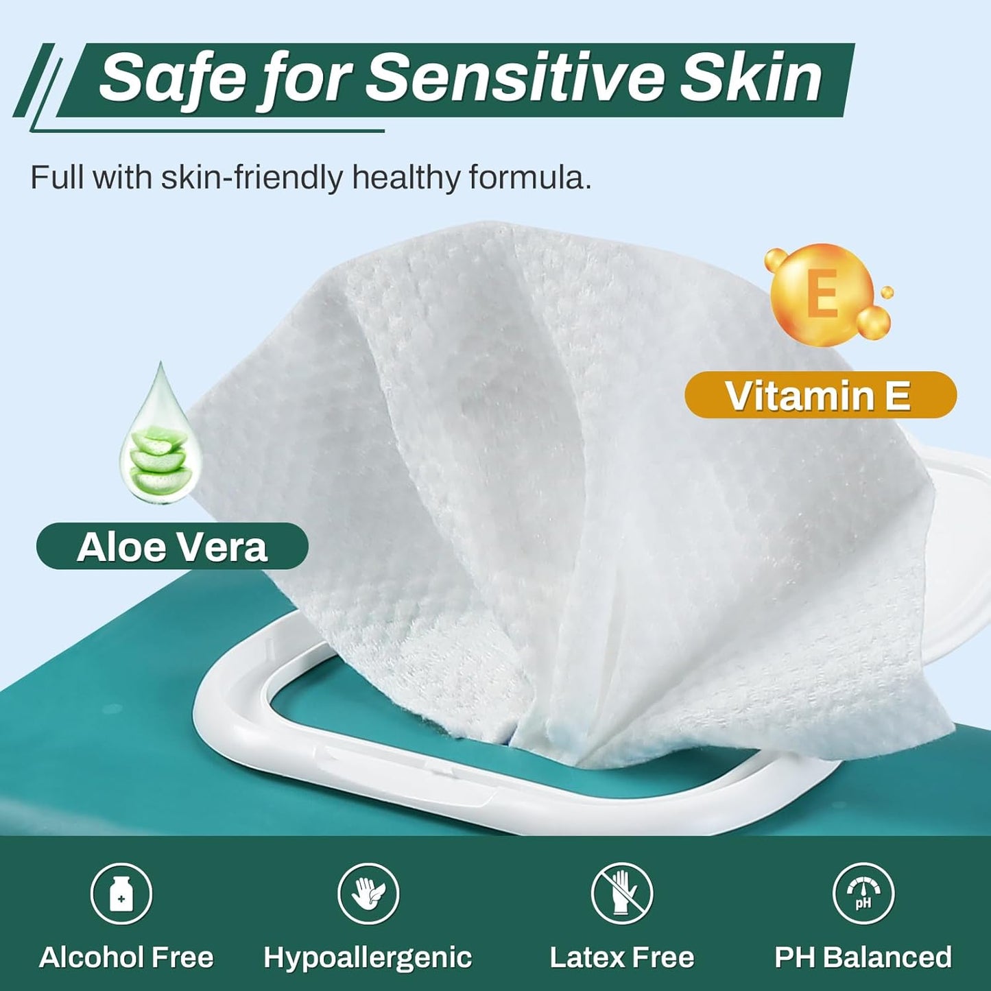 [240 Count] Adult Wipes for Elderly, 8" x 12" Extra Large Adult Wipes for Incontinence & Cleansing - Disposable Washcloth for Elderly Bathing No-Rinse - Vitamin E & Aloe