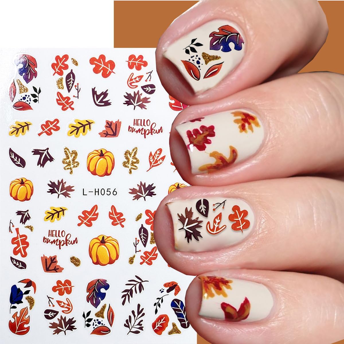 Fall Nail Stickers Maple Leaves Nail Decals Self Adhesive Nail Art Stickers Orange Fallen Leaves Pumpkin Bronzing Design Glitter Thanksgiving Nails Sticker for Nails Art for Women Decor Manicure