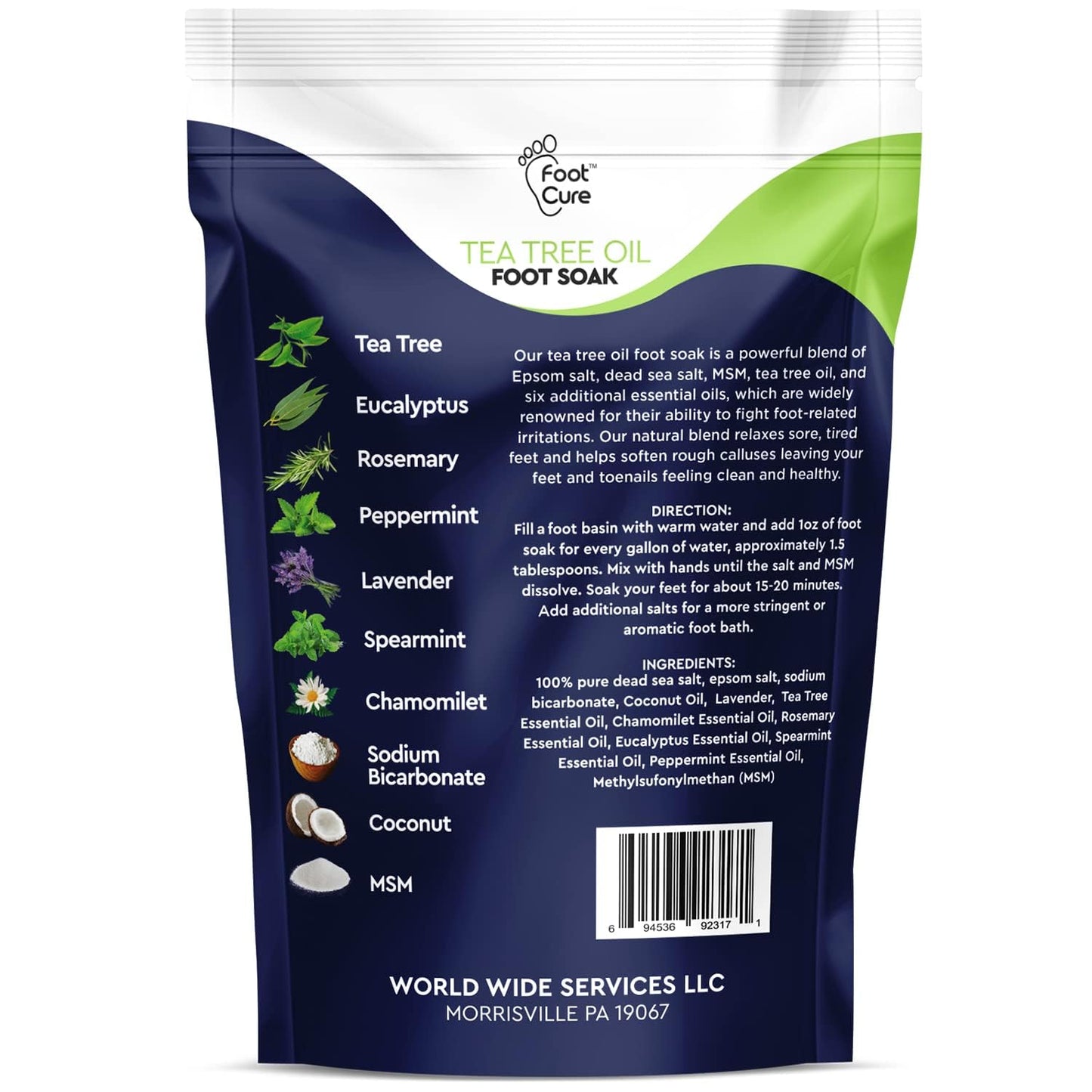 FOOT CURE Exfoliator & Callus Remover Pedicure Set – Care Kit Includes File for Dead Skin, Tea Tree Oil Soak Salts, Urea Cream 40 Percent Removal Gel Made in USA, Ivory, 4 Piece