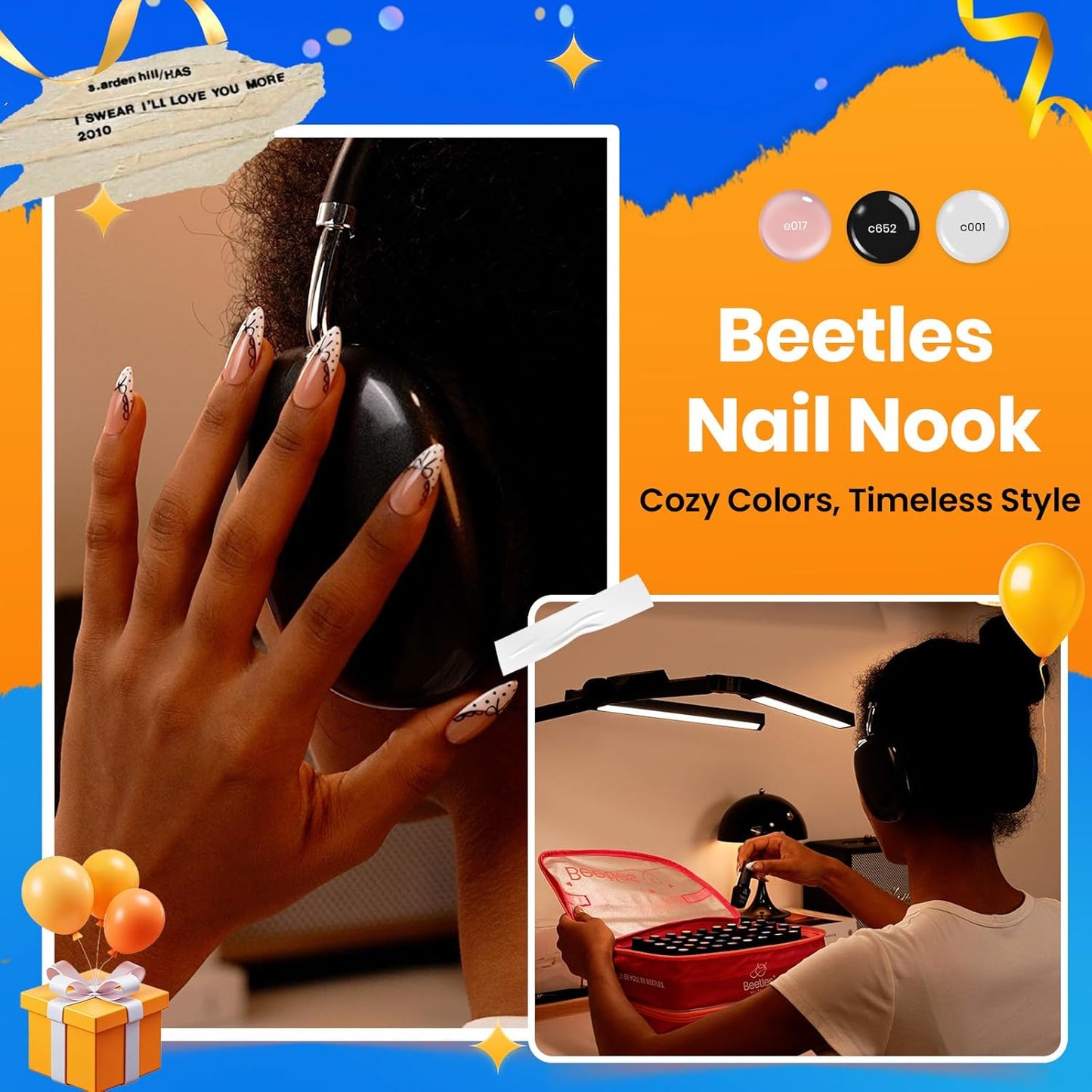 Beetles Fall Nail Fest Gel Nail Polish Set - Nail Nook 119 PCS 100 Colors Gel Polish Kit Base Glossy Matte Glitter Top Coat Neon Glitter Pearl Cat Eye White Red Pink Nude Nails Gift for Women