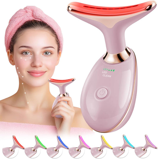 Red-Light-Therapy-for-Face, Facial Massager Wand with 7 Color - Birthday, Christmas, Mothers Day, Valentines Day, Self Care Gifts for Her Women Mom Best Friend Wife Teacher (Rose Gold)