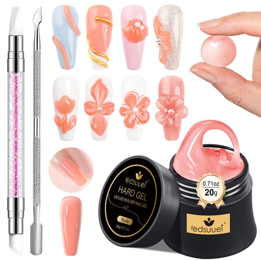 Solid Builder Gel for Nails LEDSUUEI - Nude 3D Nail Gel Sculpting Non-Sticky Hand Carving Glue Extension for Manicure Salon Home Decoration DIY 20g
