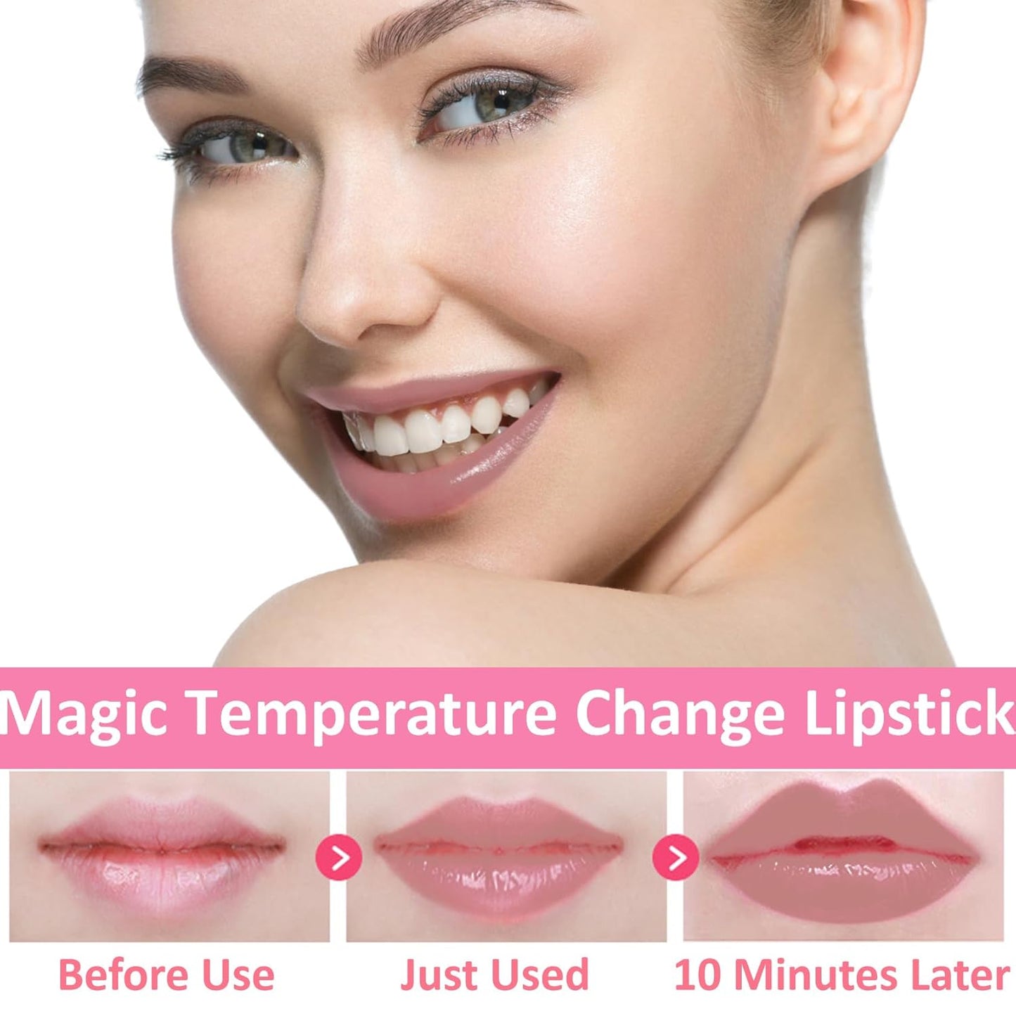 1 Pack Crystal Flower Jelly Lipstick,Magic Color Changing Lipstick,PH Clear Temperature Color Changing Lip Gloss,Lip Balm,Long Lasting Nourishing Moisturizing Lip Stick Set H03