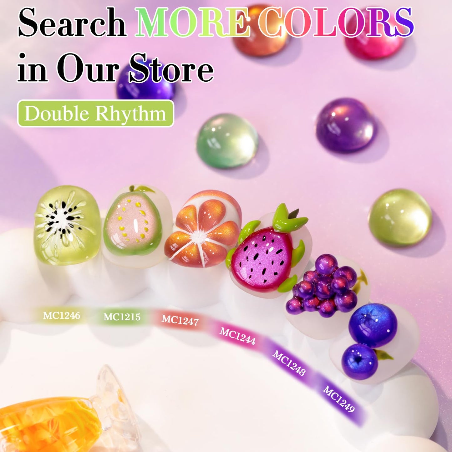 Double Rhythm 0.5 OZ Cat Eye Gel Polish with Magnet 15ML Holographic Glitter Shimmer Translucent Jelly Color Magnetic Nail Polish Salon DIY at Home (Pink Green-MC1215)