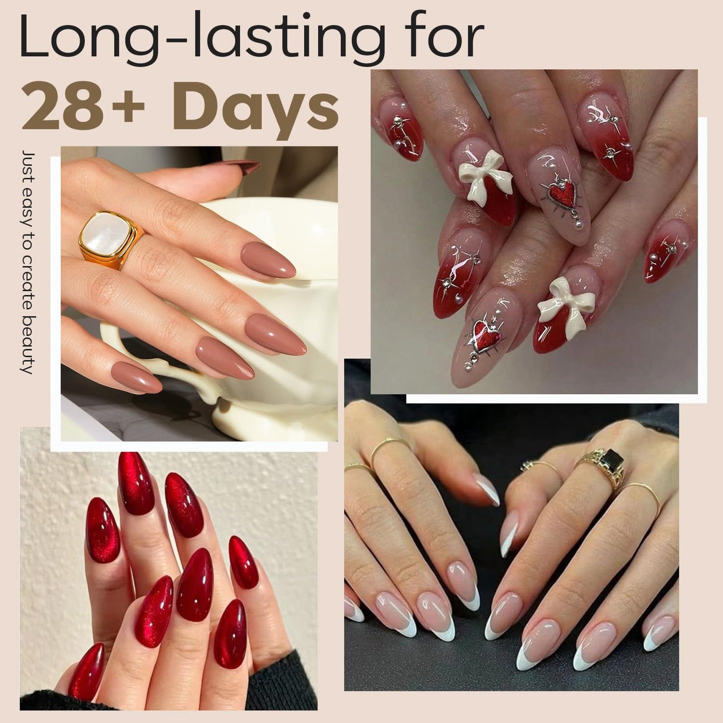 modelones Medium Almond Nail Tips, Pre-shaped Soft Gel Tips Fake Nails False Acrylic Clear Full Cover Press on Extension Kit Gel Manicure DIY at Home 216PCS 12Sizes