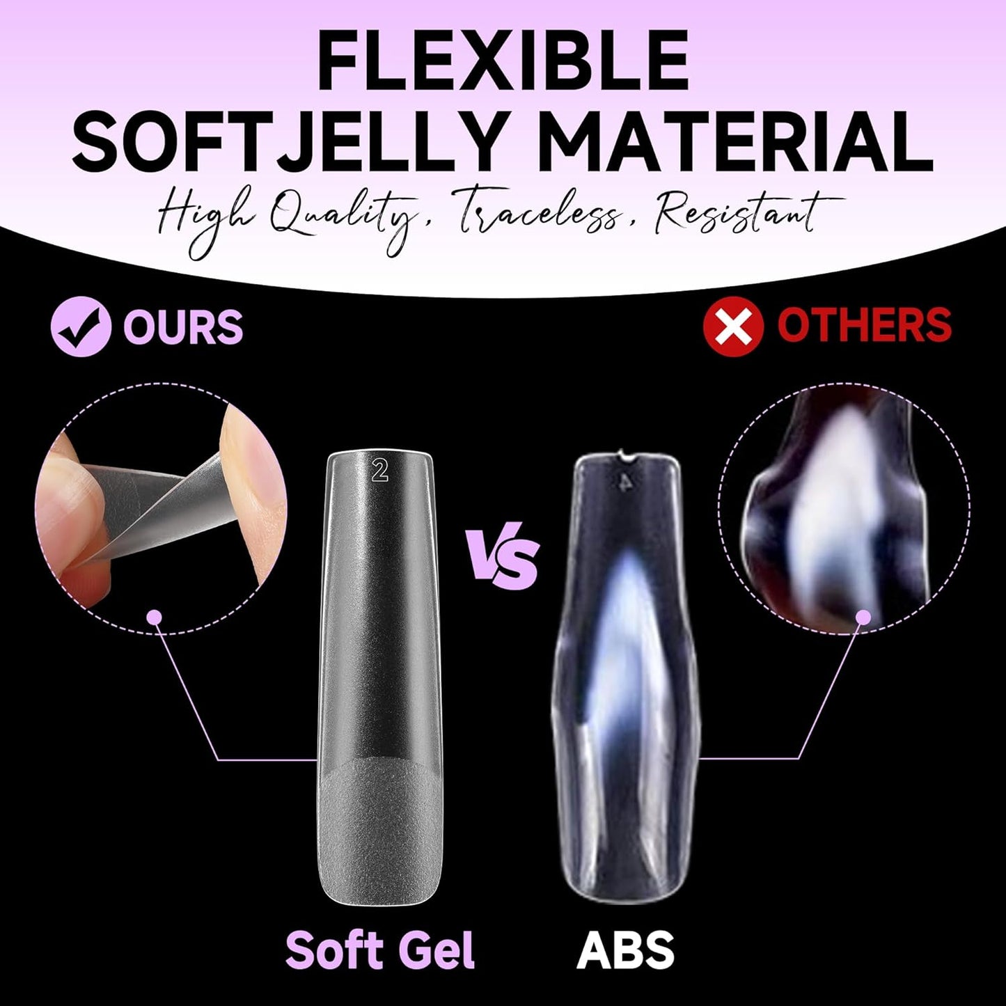 UNA GELLA XXL Long Square Nail Tips No Need File 216pcs Extra Long Straight Square Gel Nail Tips No C Curve Full Cover Press On Nails Clear Gel Extensions 12 Sizes