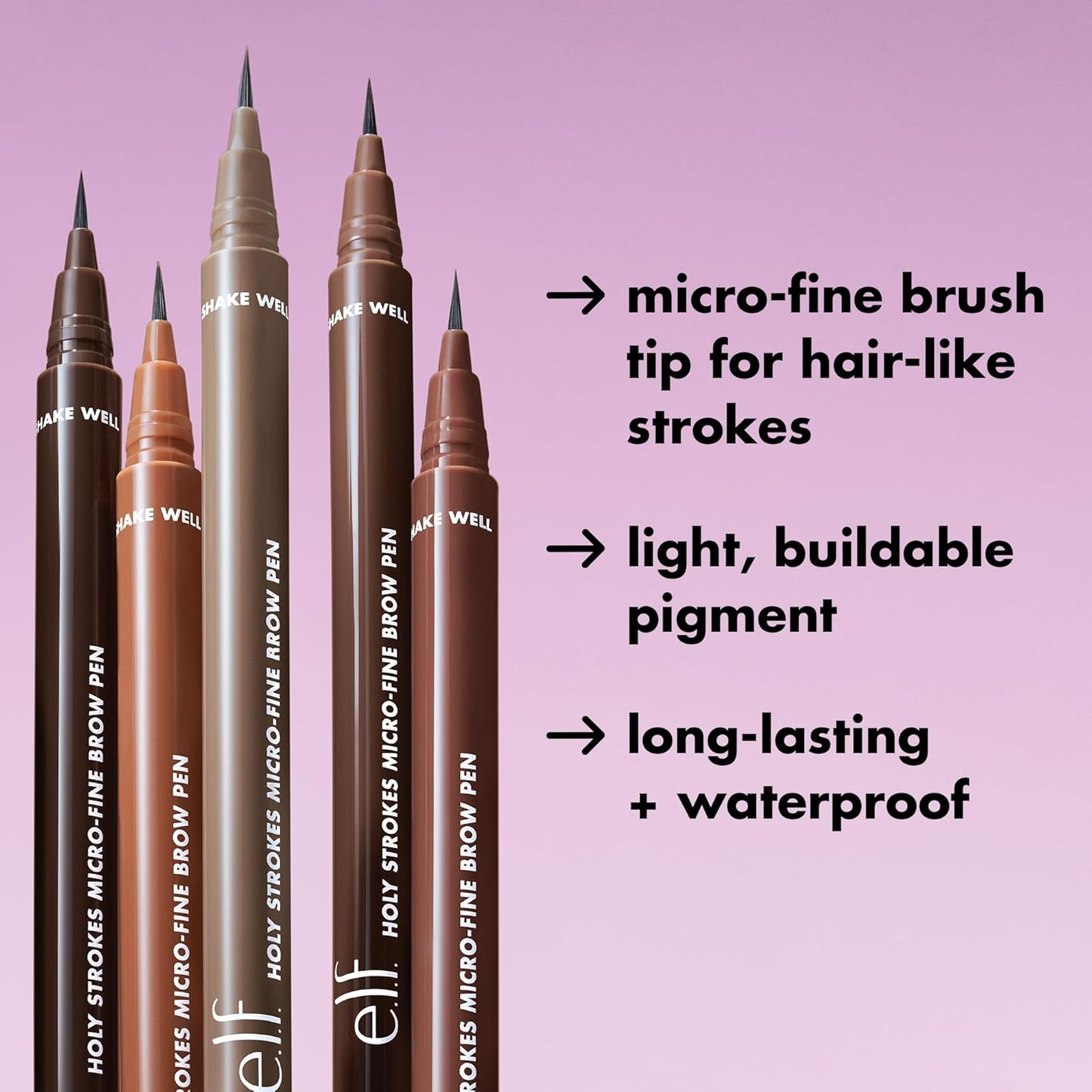 e.l.f. Holy Strokes Micro-Fine Brow Pen, Liquid Waterproof Eyebrow Makeup For Detailing & Adding Dimension, Vegan & Cruelty-Free, Dark Brown