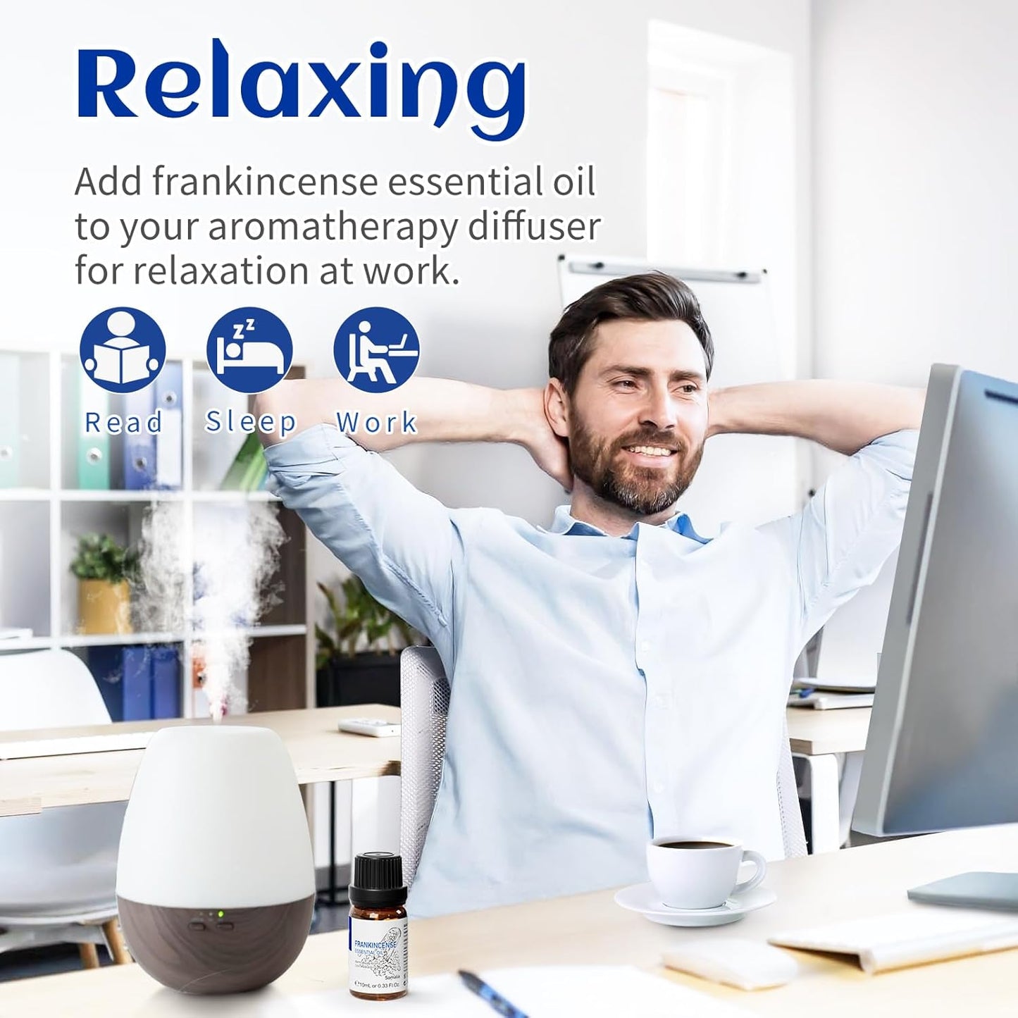 HIQILI 0.33 Fl Oz Frankincense Essential Oil, Relaxing, Skin Care, Camp Atmosphere Creation, Can be Added to Body Lotions, Creams, Aromatherapy Use - 10ml