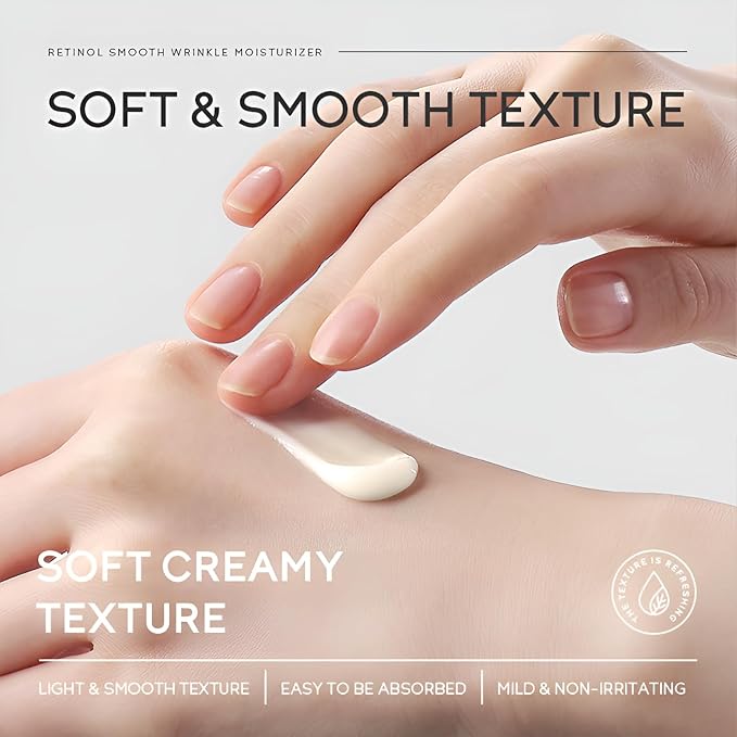 Retinol Cream for Face, Anti Aging Face Moisturizer with Hyaluronic Acid, Rapid Wrinkle Repair, Day & Night Cream Serum for Women, Reduce Fine Lines, Wrinkles & Dark Spots 1.06oz, 2Pack