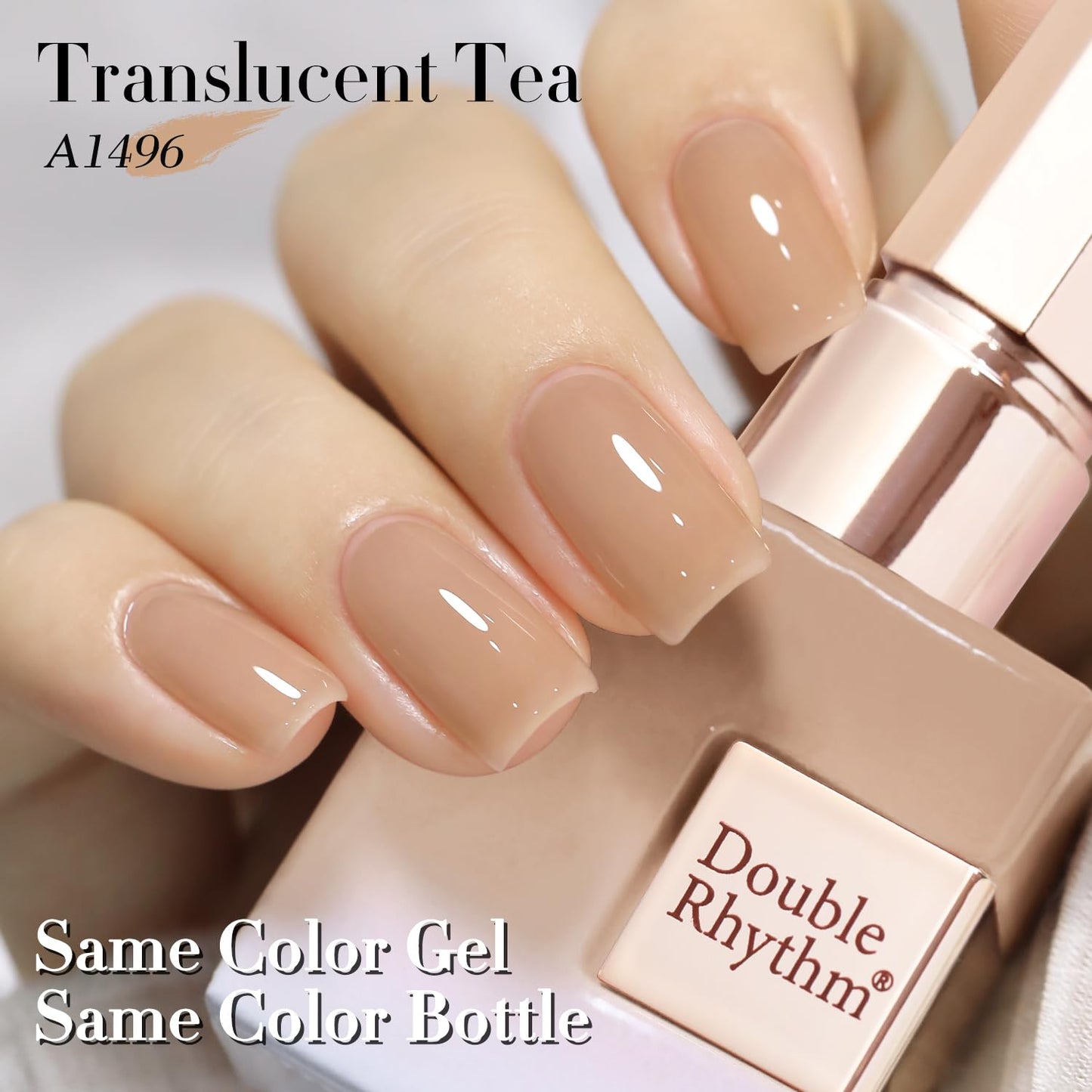 Double Rhythm 0.50 OZ Translucent Gel Polish Same Color Same Bottle Sheer Pastel Neutral Natural Milky 15 ML Jelly UV Nail Art DIY at Home (Translucent Tea-A1496)