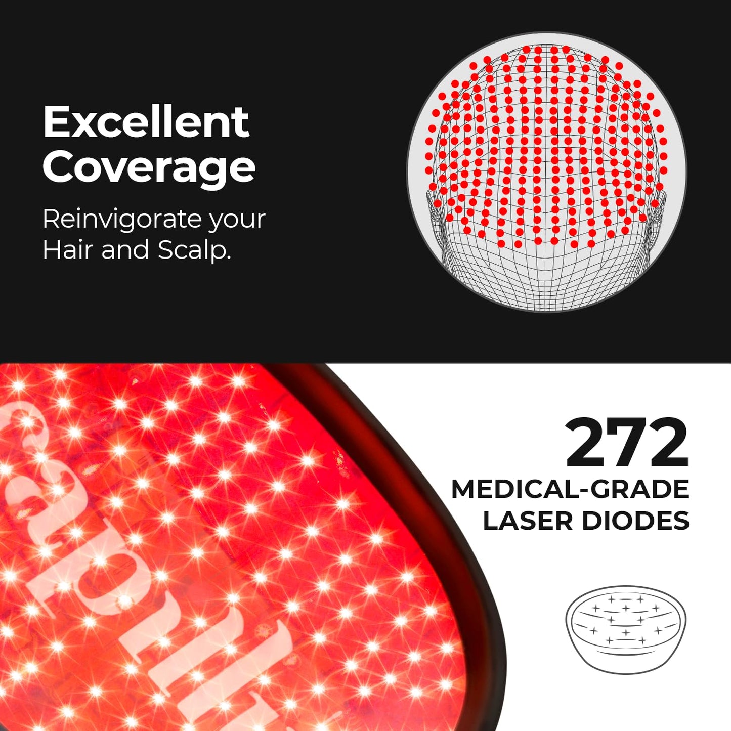 Capillus Pro Mobile Laser Therapy Cap for Hair Regrowth, with 272 Red Light Lasers for Laser Hair Growth, Red Light Hair Growth
