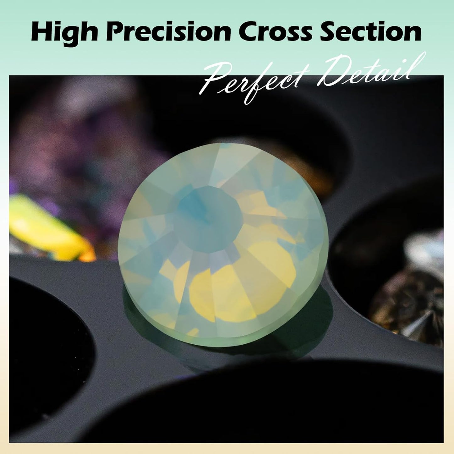 F Light Green Flatback Rhinestones, Glass Rhinestones for Nail Art and Craft, Glue Fix, Loose Crystal Gemstones(F Light Green, SS30, 288pcs, 6.4-6.6mm)