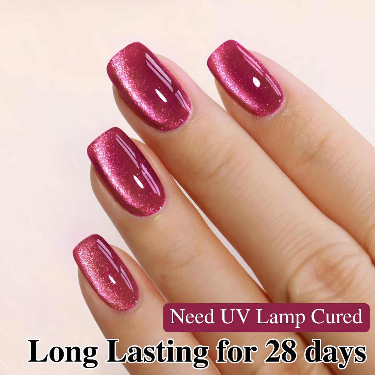 Double Rhythm 0.5 OZ Cat Eye Gel Polish with Magnet 15ML Holographic Glitter Shimmer Translucent Jelly Color Magnetic Nail Polish Salon DIY at Home (MC1077)