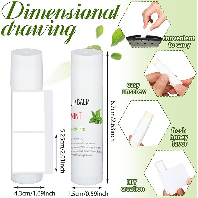 Demissle 150 Pcs Unlabeled Lip Balm Bulk Chapped Stick Blank Mini Lip Balm Gifts Moisturizing Lip Balms Favors for Women Homeless Wedding Bridal Shower Favors Baby Shower Guests Favors(Mint)
