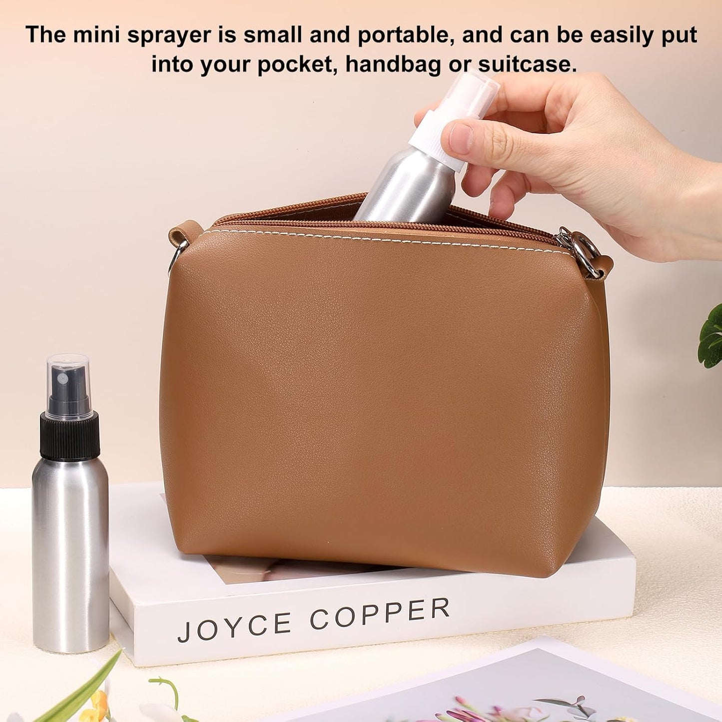 HARFINGTON 3pcs Aluminum Fine Mist Spray Bottles 50ml/1.7oz Metal Small Liquid Alcohol Refillable Travel Container with White Plastic Nozzle Cap for Perfume Skincare Cosmetic Storage Bottle