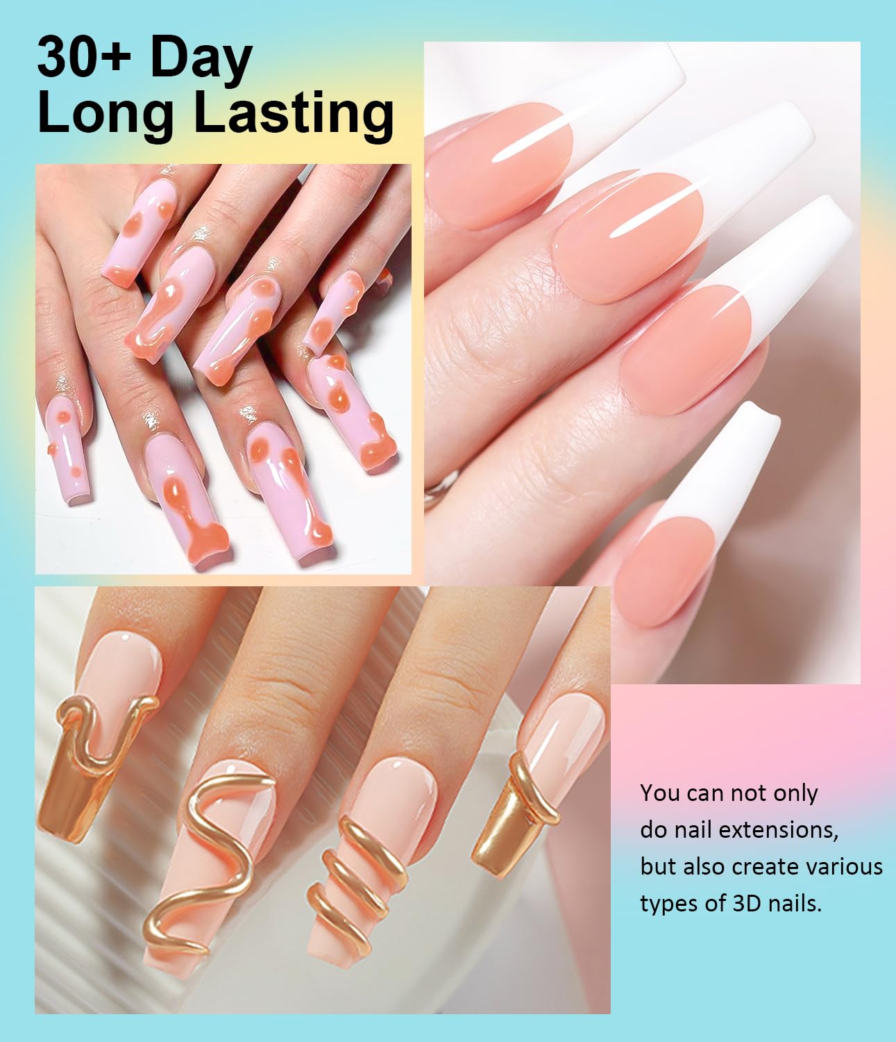 Solid Builder Gel for Nails LEDSUUEI - Nude 3D Nail Gel Sculpting Non-Sticky Hand Carving Glue Extension for Manicure Salon Home Decoration DIY 20g