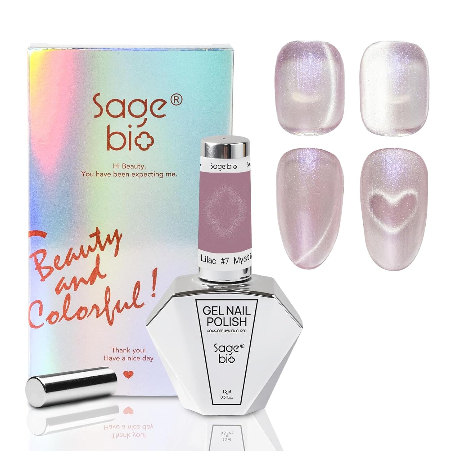 15ml Cat Eye Gel Nail Polish with Magnet Shimmer Glass Bead Effect 03