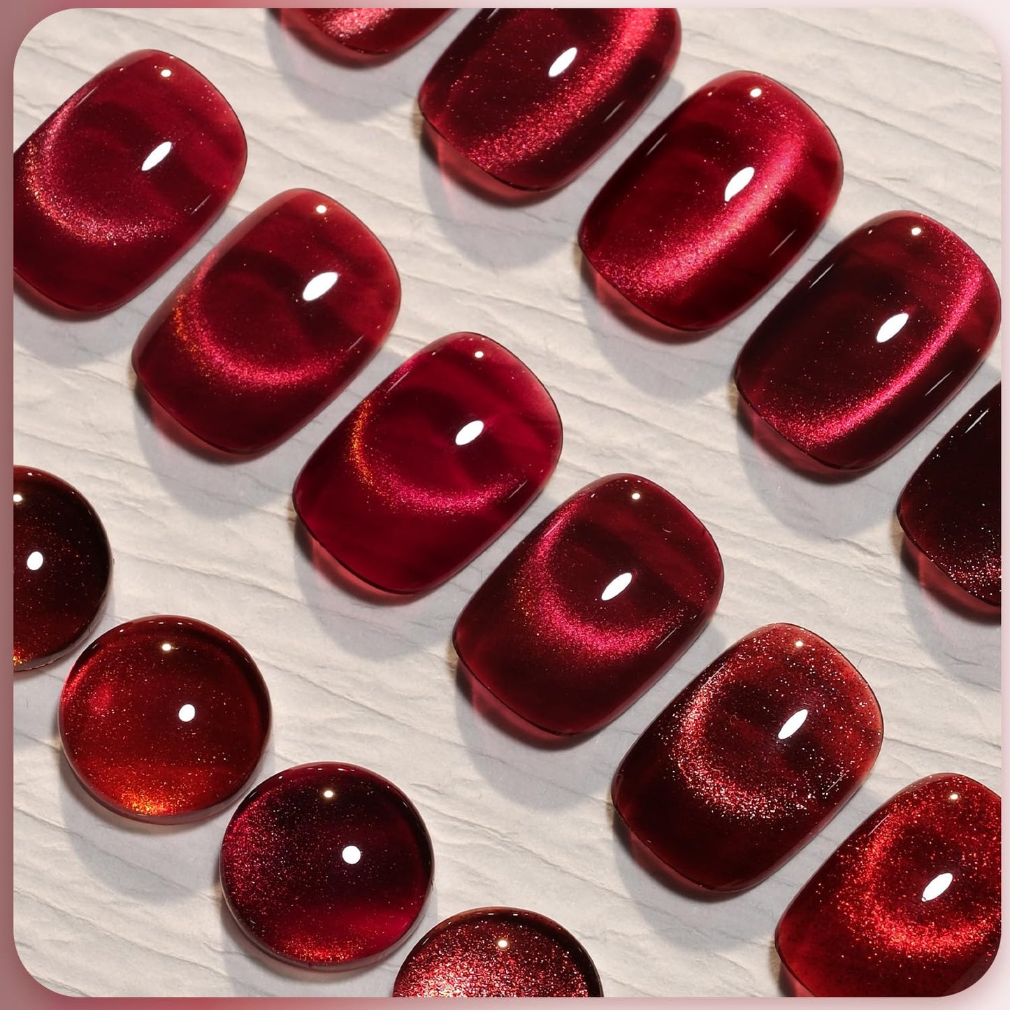 GAOY Jelly Red Glitter Cat Eye Gel Nail Polish Set with Magnet 6 Types of Holographic Cat Eye, Salon Gel Manicure and Nail Art DIY at Home